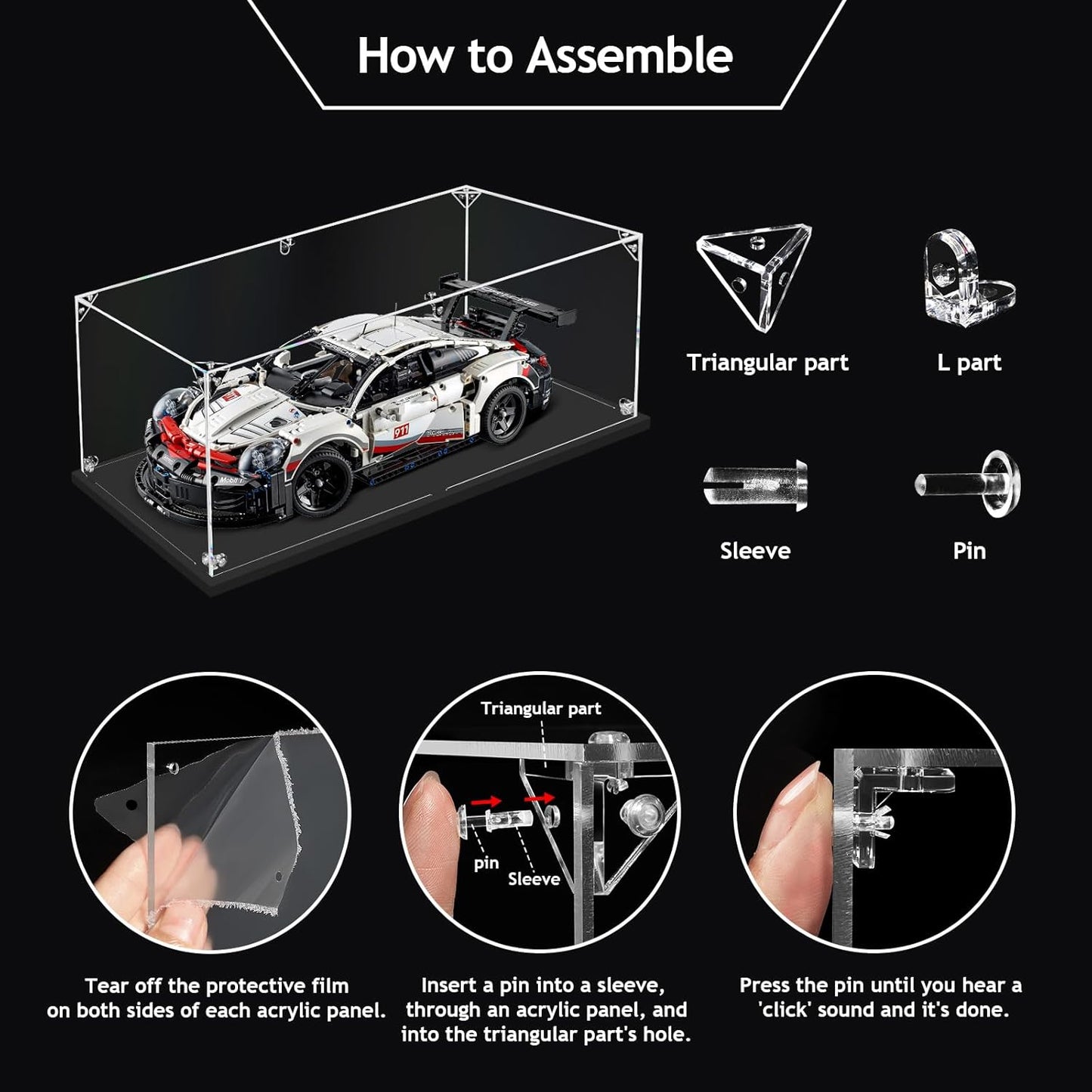 Clear Acrylic Display Case ,Self-Assemble Showcase for Collectibles, Action Figures, Dolls, Toys - Alternative Glass Box for Commemorative Gifts(16x8x8 inches, 40x20x20 cm)