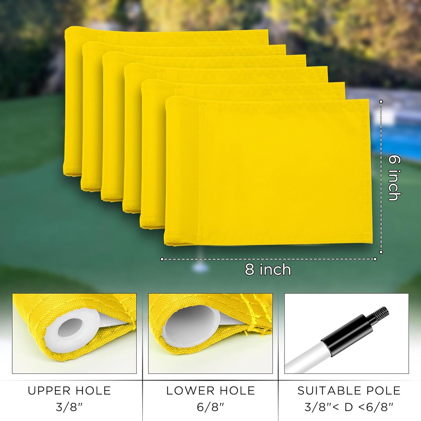 KINGTOP Solid Golf Flag All 8x6 Inch - 420D Nylon, Tube Inserted - Mini Putting Green Flags for Backyard Practice