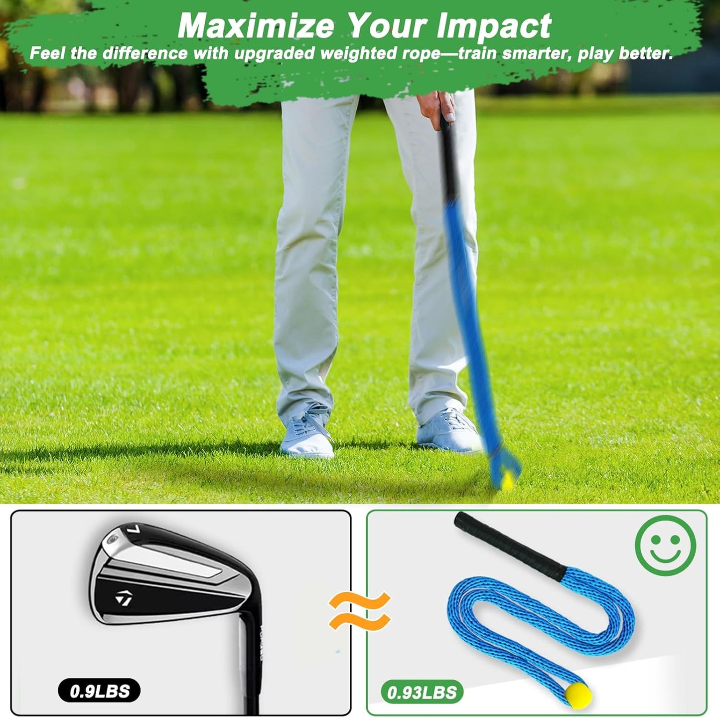 Golf Rope Swing Trainer, Professional Golf Swing Rope Training Aid to Improve Speed, Tempo, Rhythm, Flexibility and Strength, Golf Warm-Up Practice Equipment for Golfers of All Levels