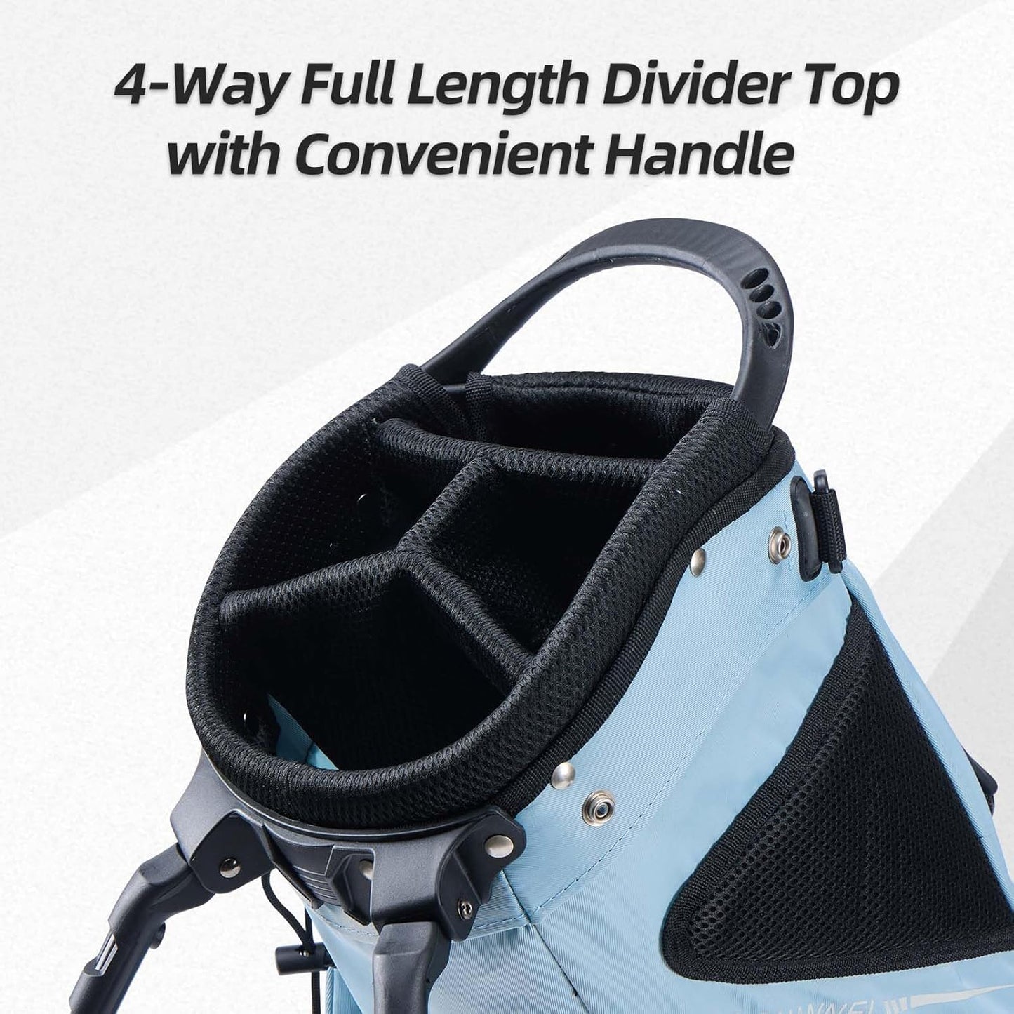 Lightweight Golf Stand Bag with 4 Way Top Dividers for Men and Women, Only 4.2 Pounds, 8 Storage Pockets Including Cooler, Double Shoulder Straps, Womens Golf Club Bag