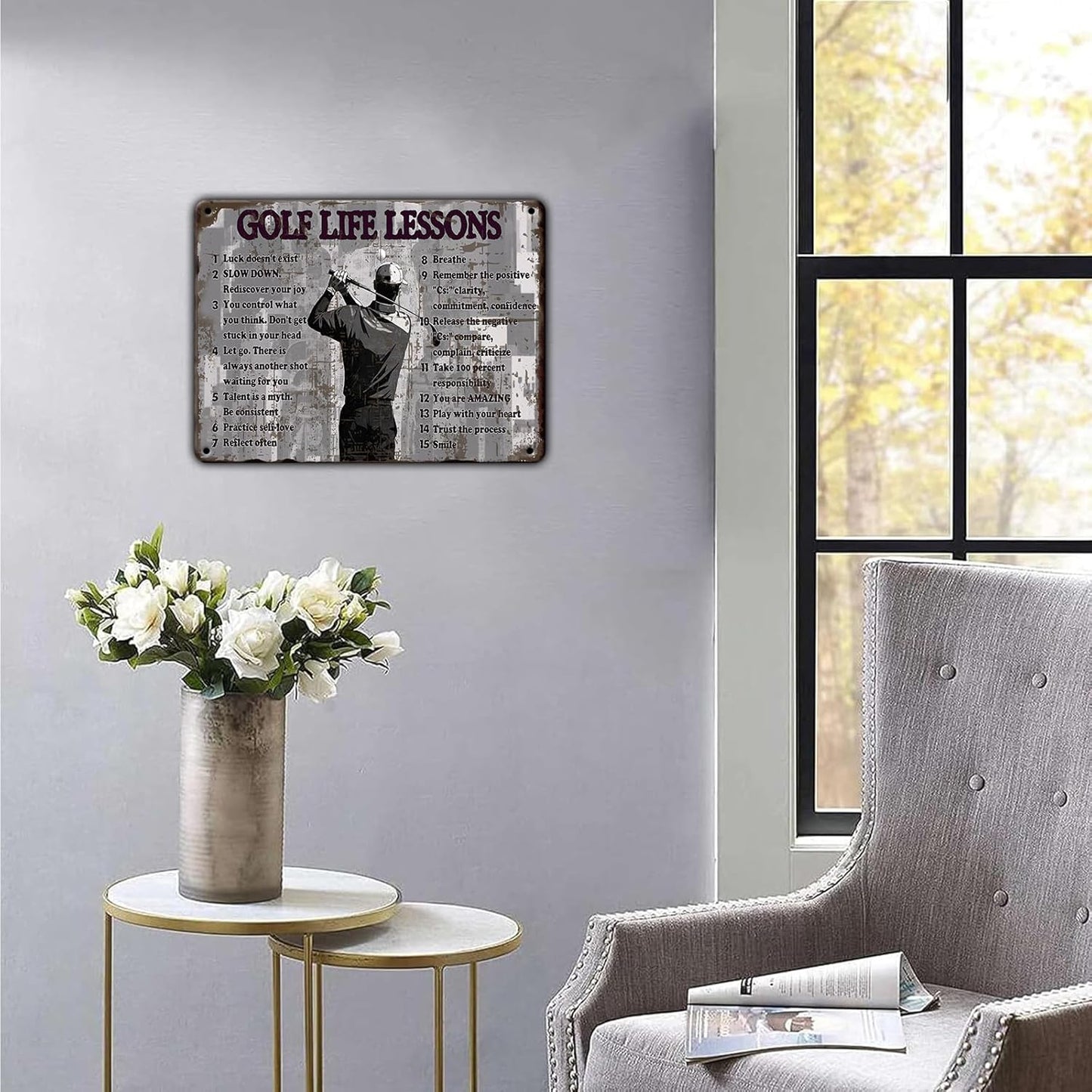 Golf Life Lessons Metal Tin Sign 8x12 Inch Funny Golf Tin Sign Golf Life Lessons Poster Home Kitchen Garden Bar Restaurant Cafe Office Shop Cave Man Are Wall Decor