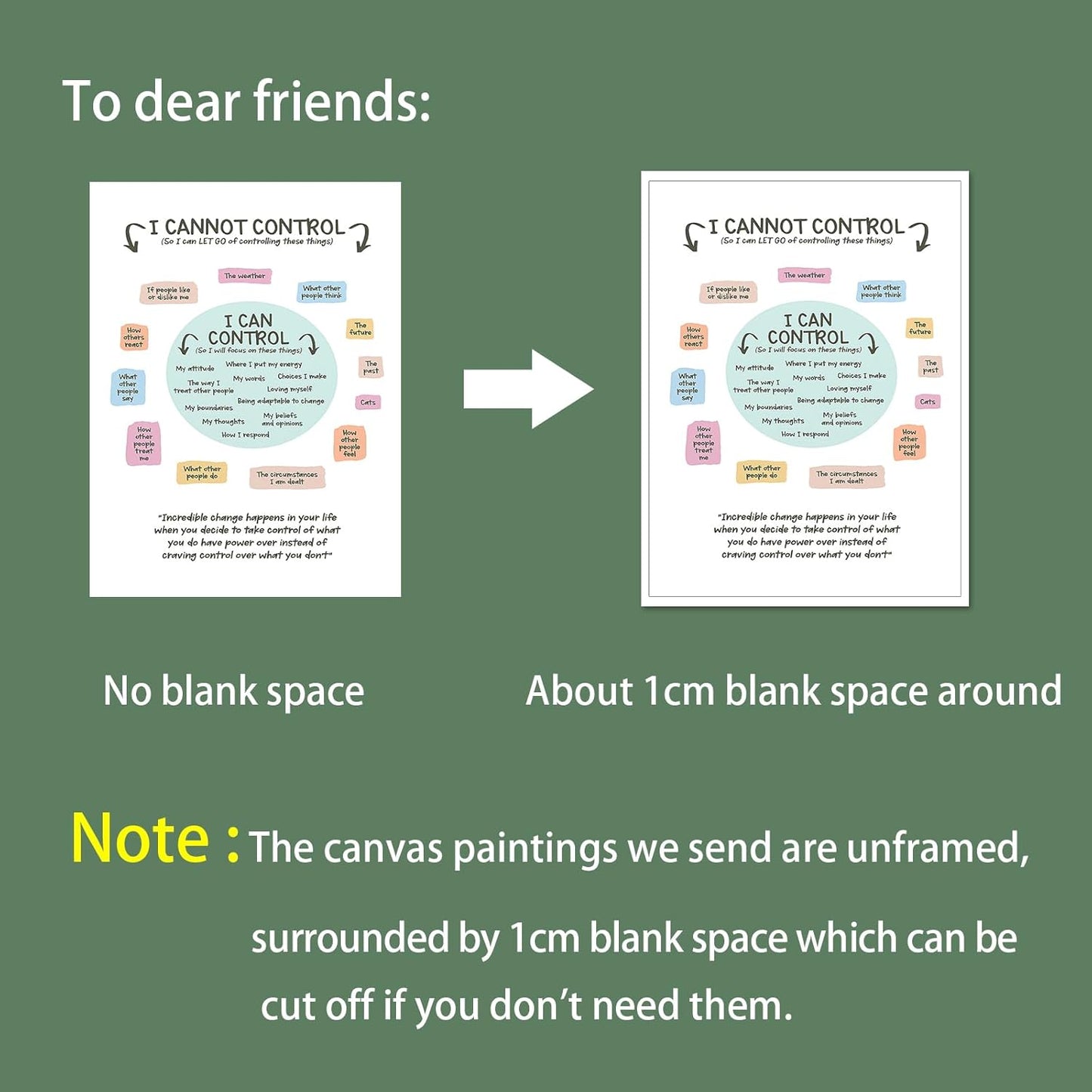 uoyien Growth Mindset Mental Health Posters I Cannot Control and I Can Control Positive Affirmations Charts Canvas Wall Art Kids Educational Prints For Calming Corner Decorations 16x24in Unframed