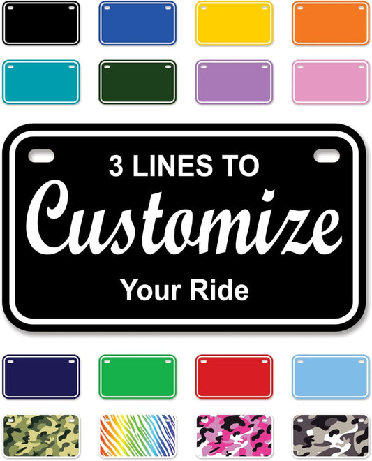Custom Blank Aluminum Plates – Personalized 7x4 Novelty Name Tags – 4 Sizes for Bikes, Golf Carts & More – Thick .040 Metal – 23 Color Options