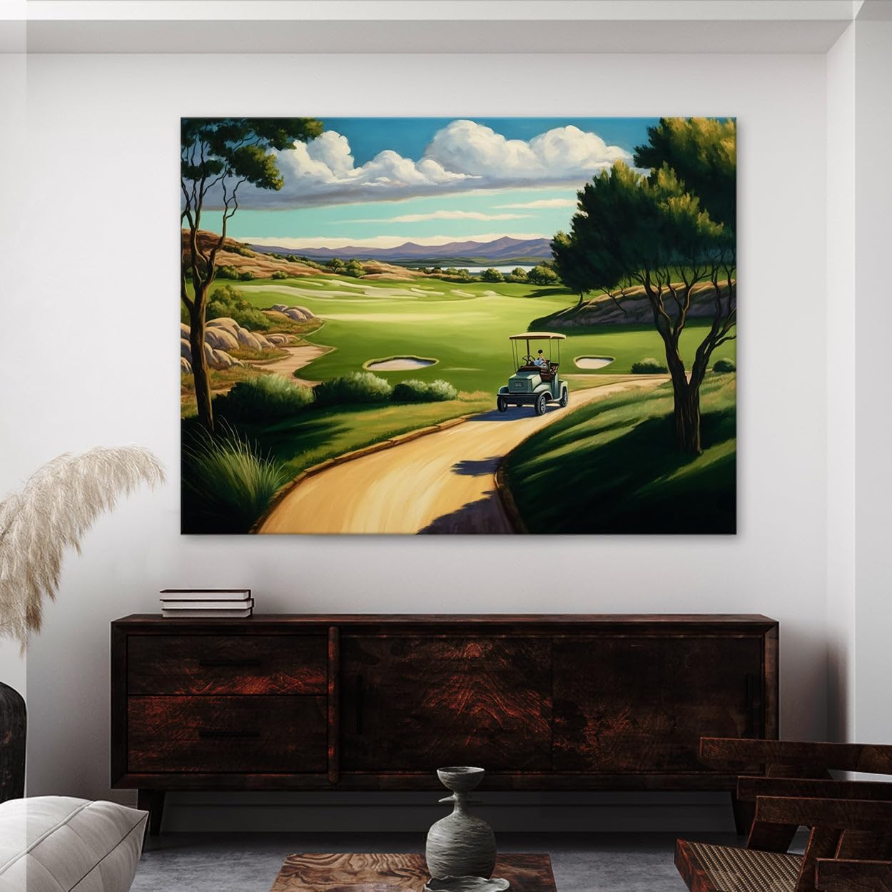 Sense Canvas Golf Cart Fairway Landscape 25 Canvas Art - Home Decor Wall Art Print Poster Painting Medium 24x18 / 0.75"