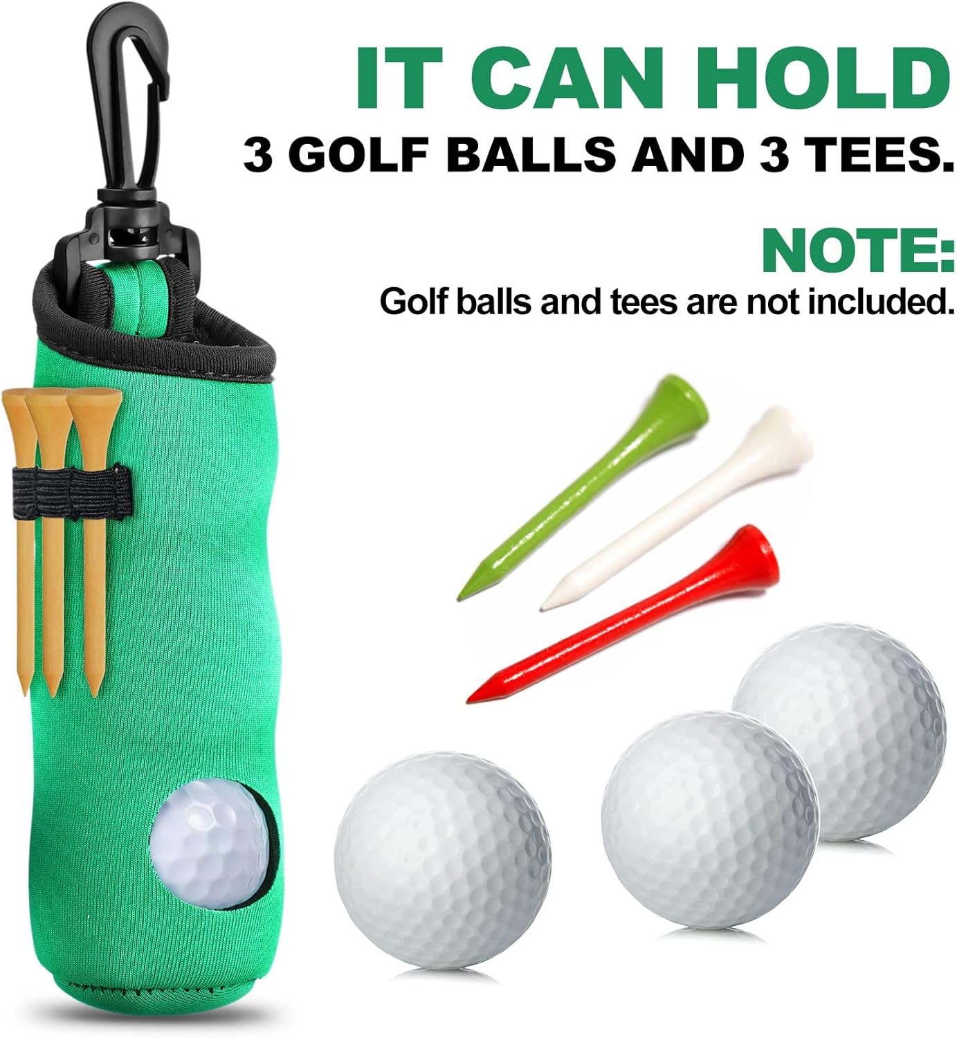 4 Pieces Golf Tee Holder Golf Ball Carry Bag Pouch Ball Holder Keychain Belt Clip Gifts Accessories