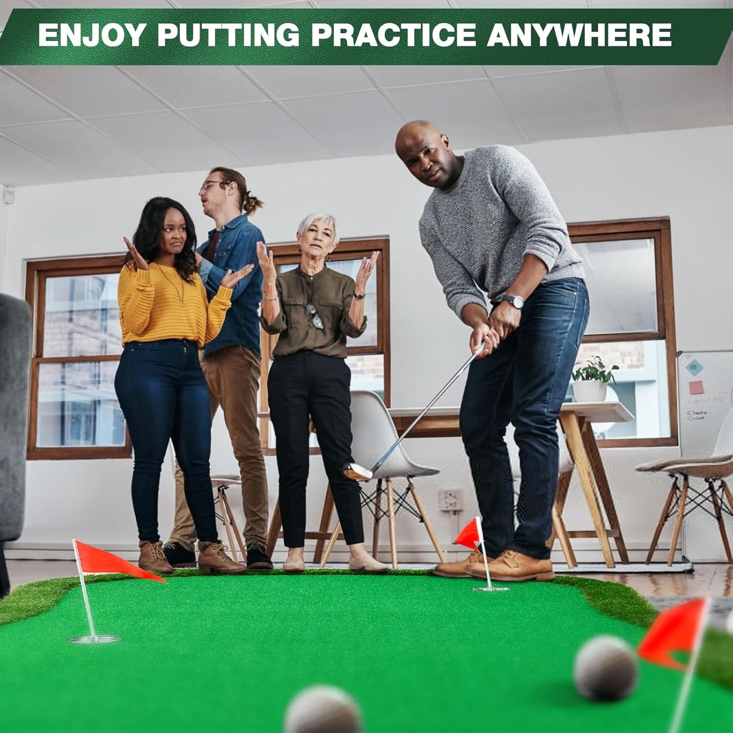 Wekin Golf Putting Green,5x10ft Thickening Professional Large Golf Putting Mat with Realistic Turf for Indoor & Outdoor, Golf Game Practice Equipment