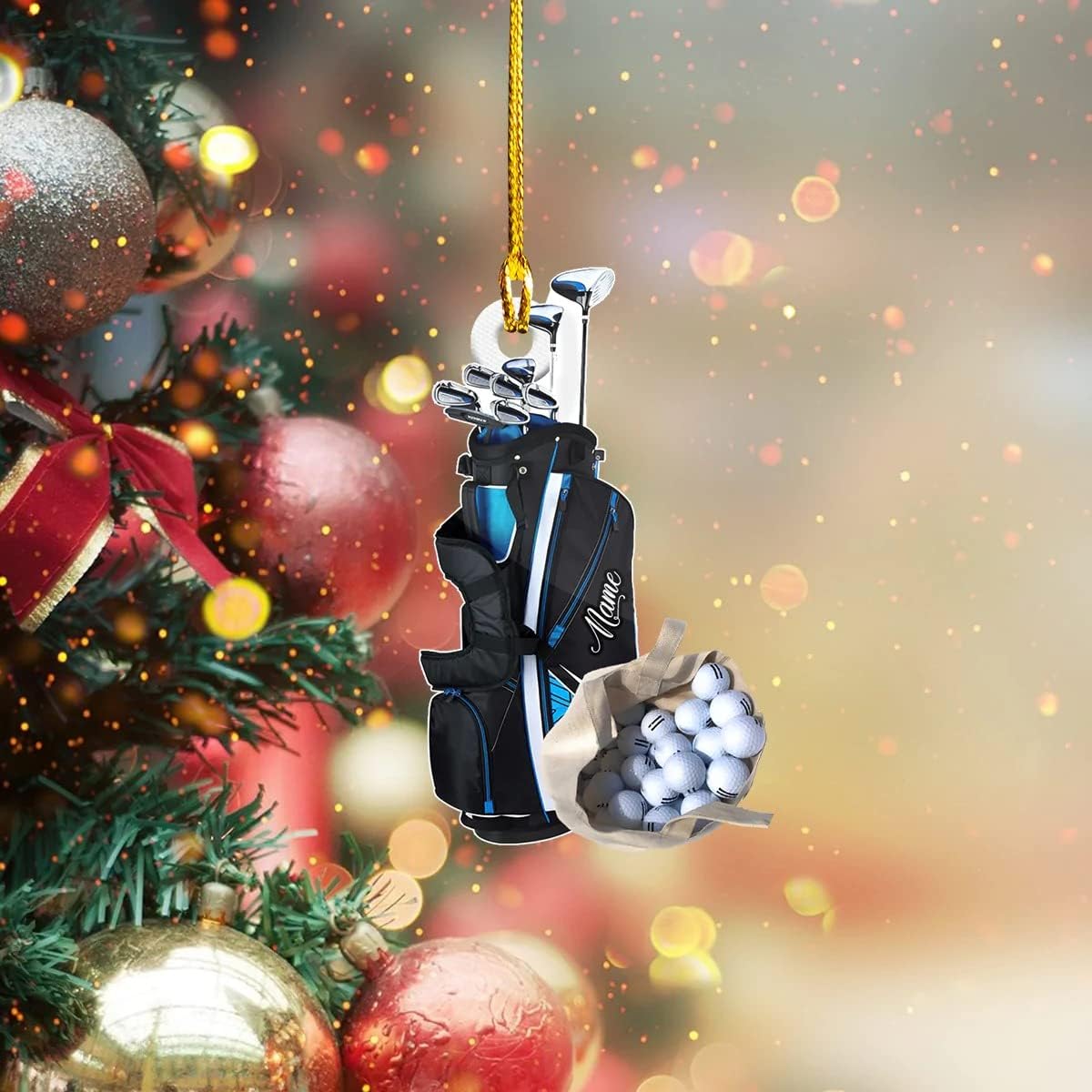 Personalized Golf Bag Ornament, Custom Shape Ornament, Gifts for Golf Lovers, Player, Him, Her, Christmas Tree Decor, Home Décor, Golfing Cart Christmas Ornament, Idea 13