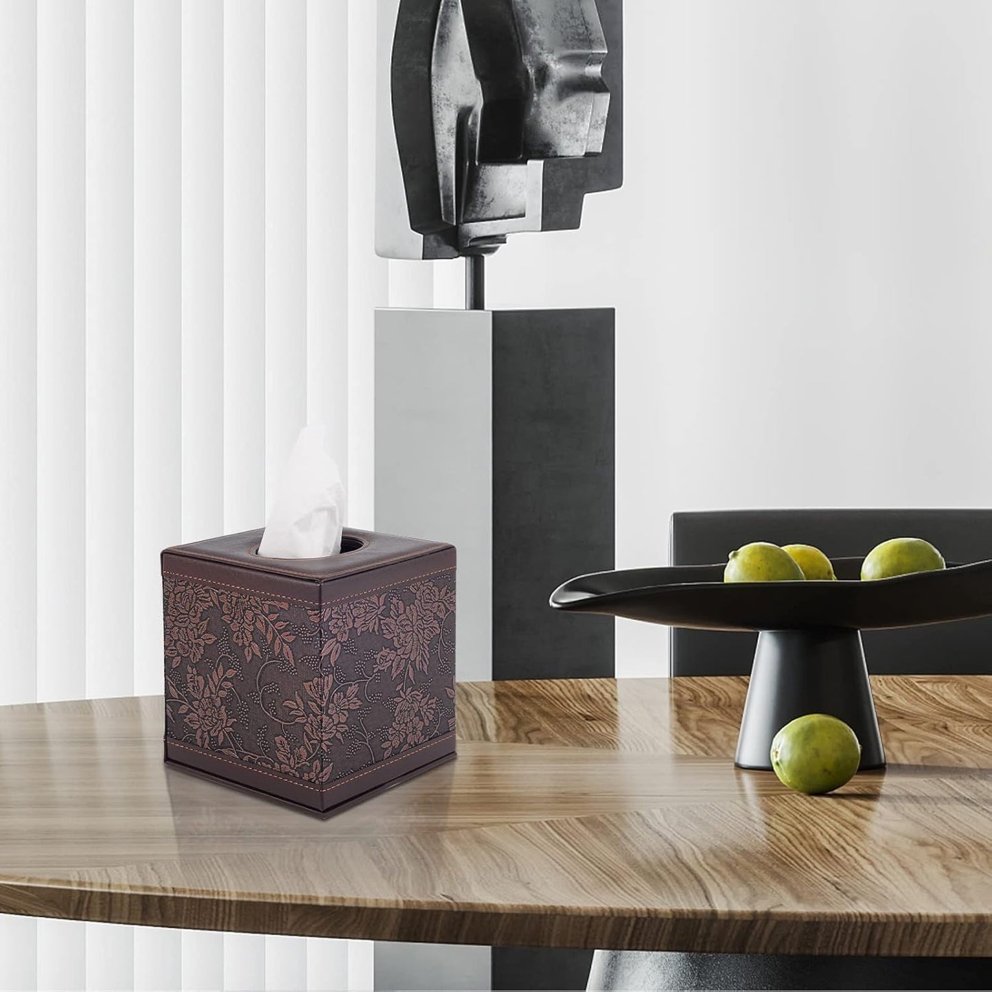 Tissue Box Cover Square,Modern Leather Tissue Box Holder for Napkin Facial Paper Organizer Bottom with Magnet Reinforcement for Home/Hotel/Restaurant/Office/car/Living Room(Retro)