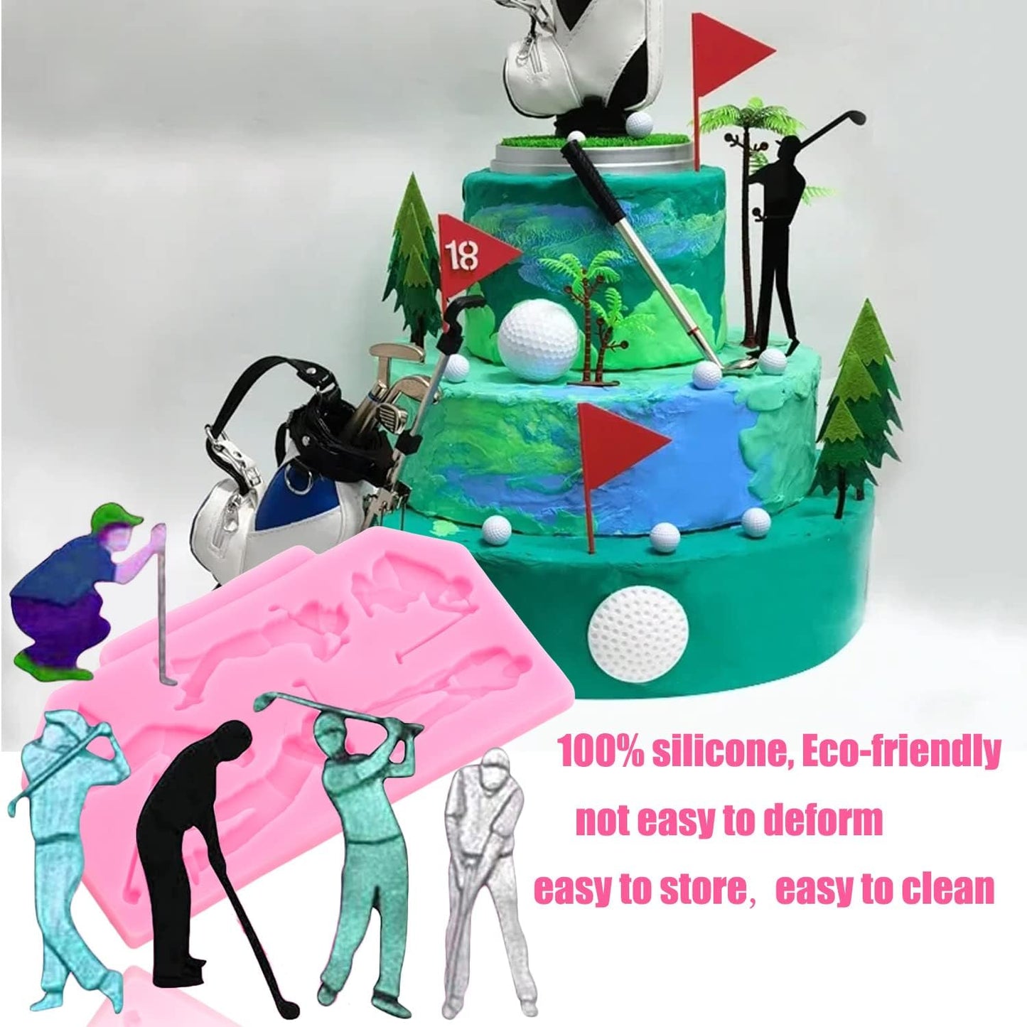 Zixiang Golf Silicone Molds Golf Balls Fondant Mold Golfs Club Mold For Cake Decorating Cupcake Topper Polymer Clay Candy Chocolate Gum Paste Set Of 4