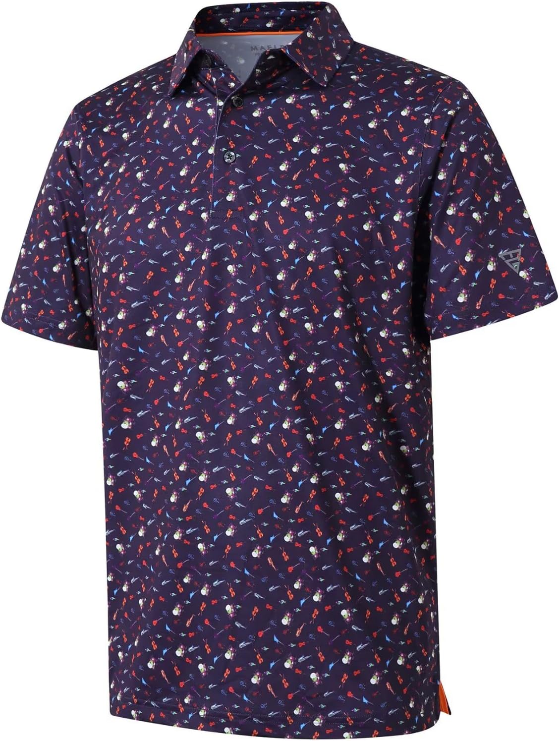 Golf Shirts for Men Dry Fit Short Sleeve Print Performance Moisture Wicking Polo Shirt