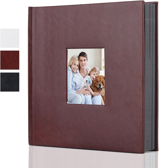 Leather Scrapbook Album DIY Set Scrap Book Album Hardcover Pictures Book 10.5"x10.5",DIY,Handmade for Anniversary,Family Memories,Couples,Friend&Baby,Accommodates 3x5 to 8x10 Photos (Leather-brown)