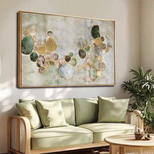 YJYart Gold Line Home Wall Decor Abstract Wall Art Neutral Canvas Artwork 32"x48" Decorations for Bedroom Large Paintings for Living Room