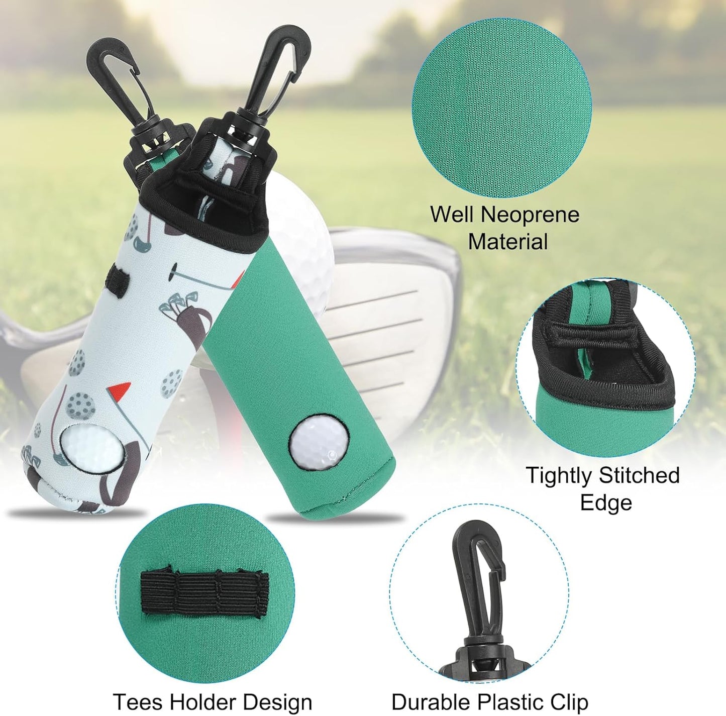 PATIKIL Golf Ball Carry Bag, Golf Tee Holder Pouch Portable Neoprene Golf Ball Holder with Clip for Men and Women Storage Gifts