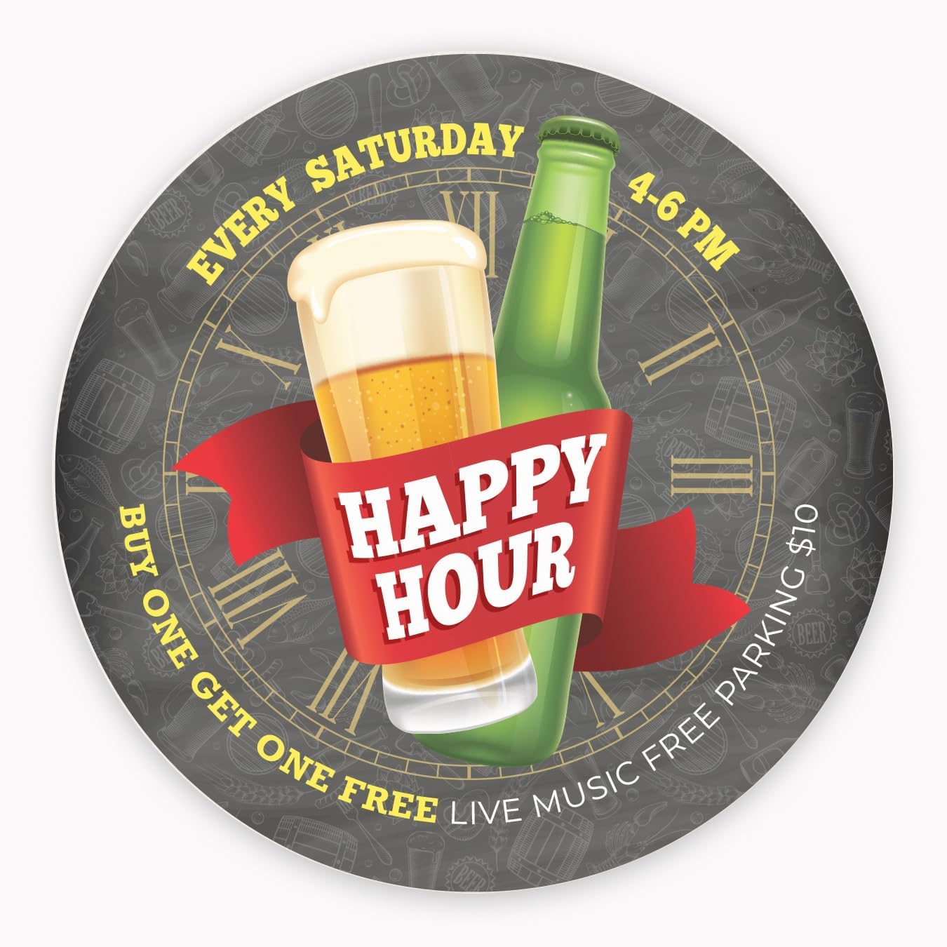 B.E. Green Custom Coasters - Pulpboard Personalized Coasters for Drinks - Full Color Print - Reusable & Absorbent - Beverage Coaster - Promo Events & Celebrations - Pack of 50-4" Round Full Coverage