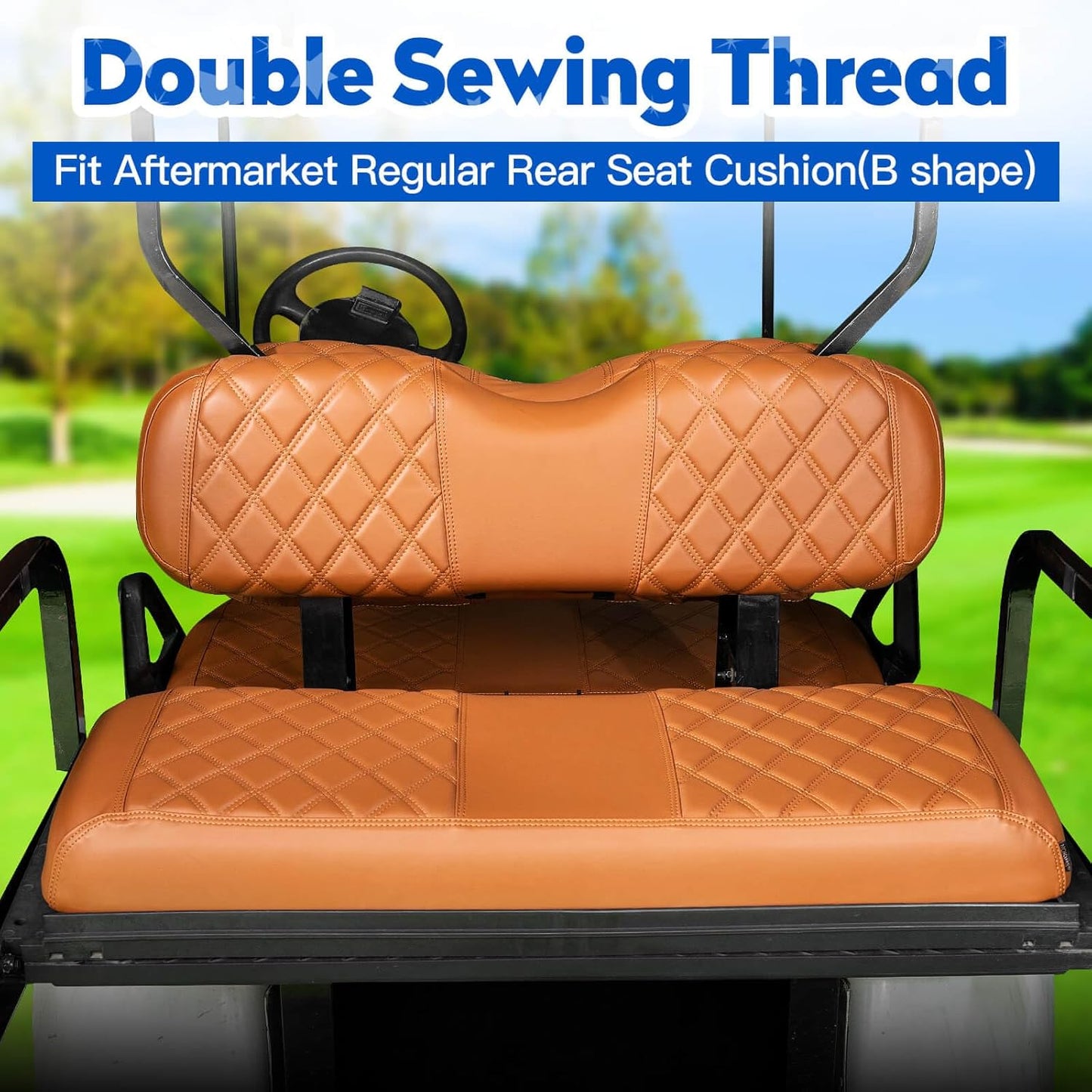 NOKINS 4PCS Golf Cart Diamond Seat Covers Kit, Front and Rear Seat Covers Fits EZGO Freedom TXT-T48 2014+ Standard Seat Cushion, Durable Breathable Vinyl (All Brown)
