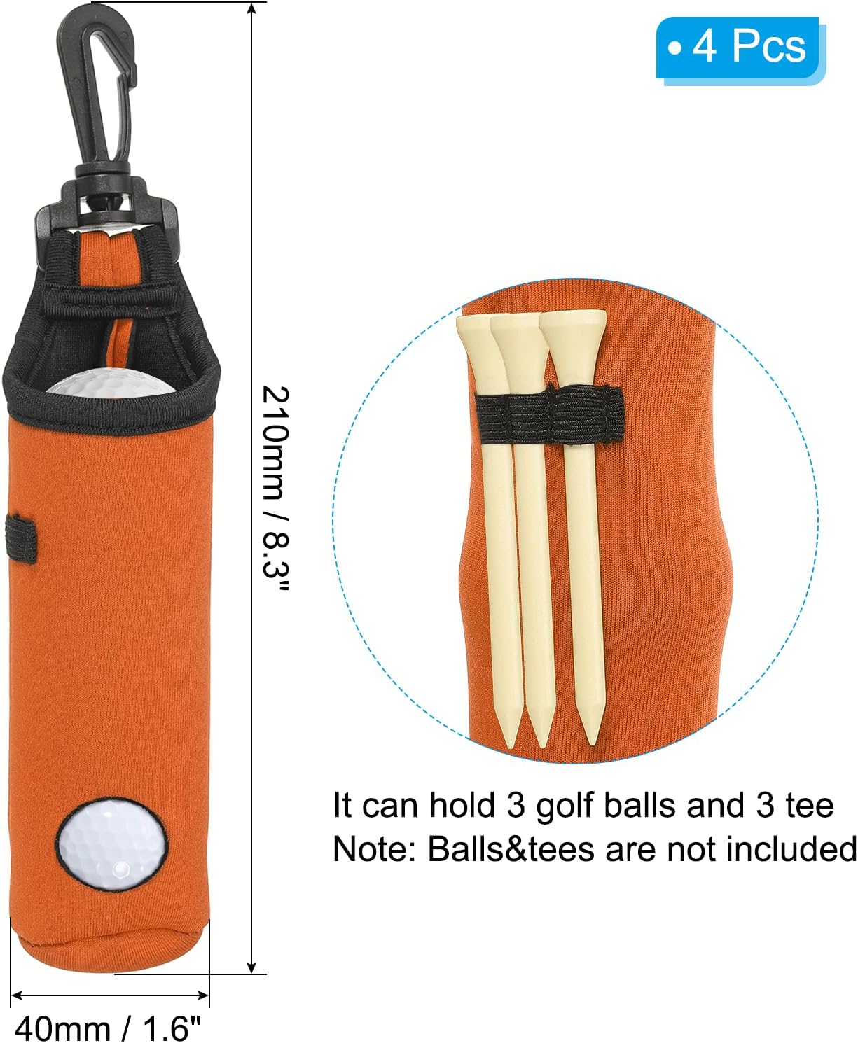 PATIKIL Golf Ball Carry Bag Golf Tee Holder Pouch Portable Neoprene Golf Ball Holder with Clip for Men and Women