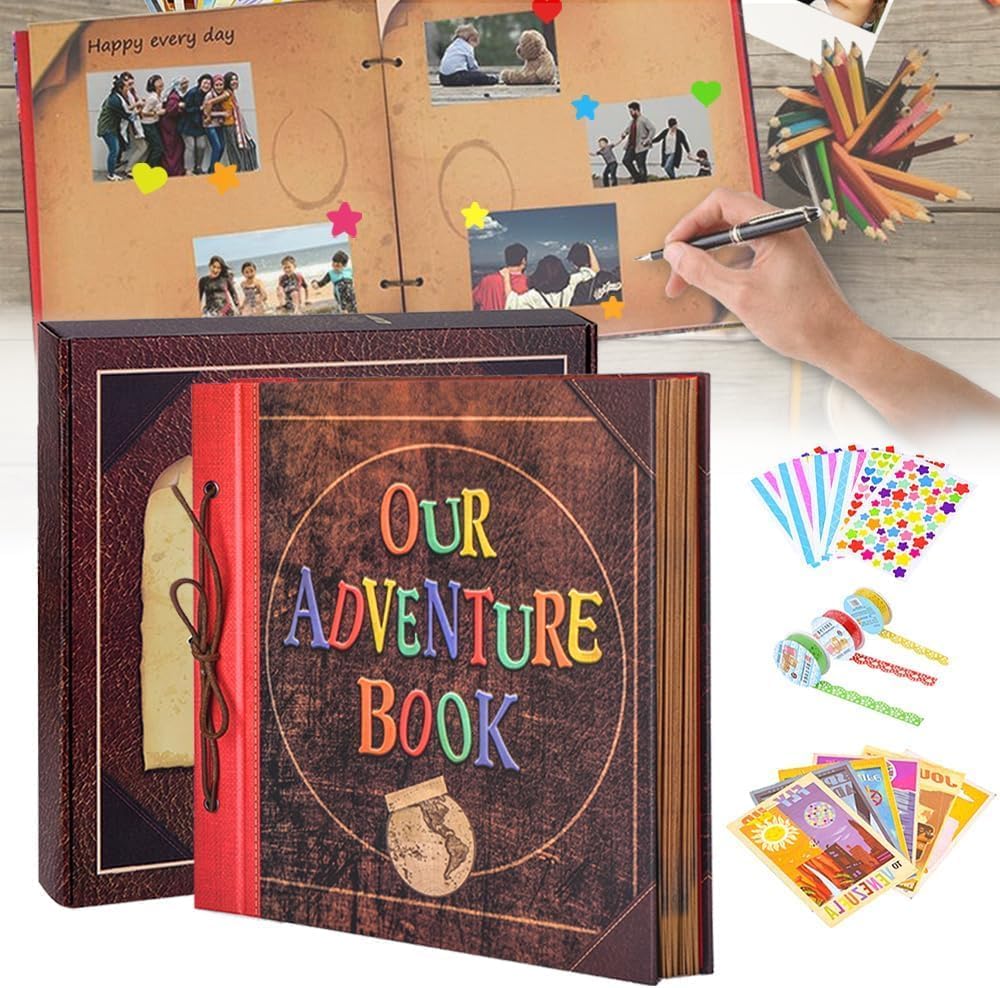 Adventure Book 12x12 Inch - Handmade Scrapbook Album for Travel, Wedding, Writing - 60 Pages DIY Memory Album - Perfect for Anniversary, Friends, Family, and Couple Gifts (12in-Adventure Book)
