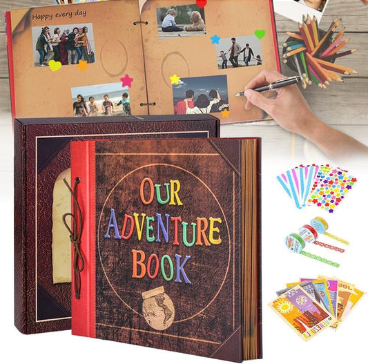 Adventure Book 12x12 Inch - Handmade Scrapbook Album for Travel, Wedding, Writing - 60 Pages DIY Memory Album - Perfect for Anniversary, Friends, Family, and Couple Gifts (12in-Adventure Book)