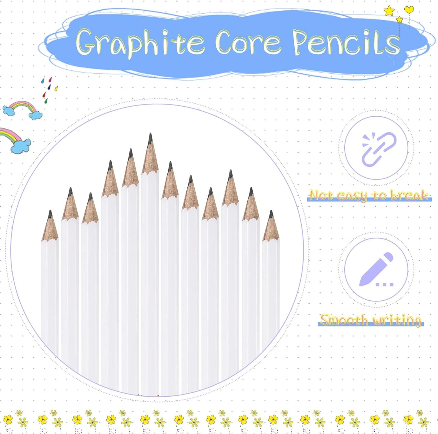 Zonon 48 Pieces Golf Pencils Mini Half Pencils with Eraser Short with Erasers Bulk Small for Kids HB Wedding Bridal School Office Writing Drawing Pocket(White)
