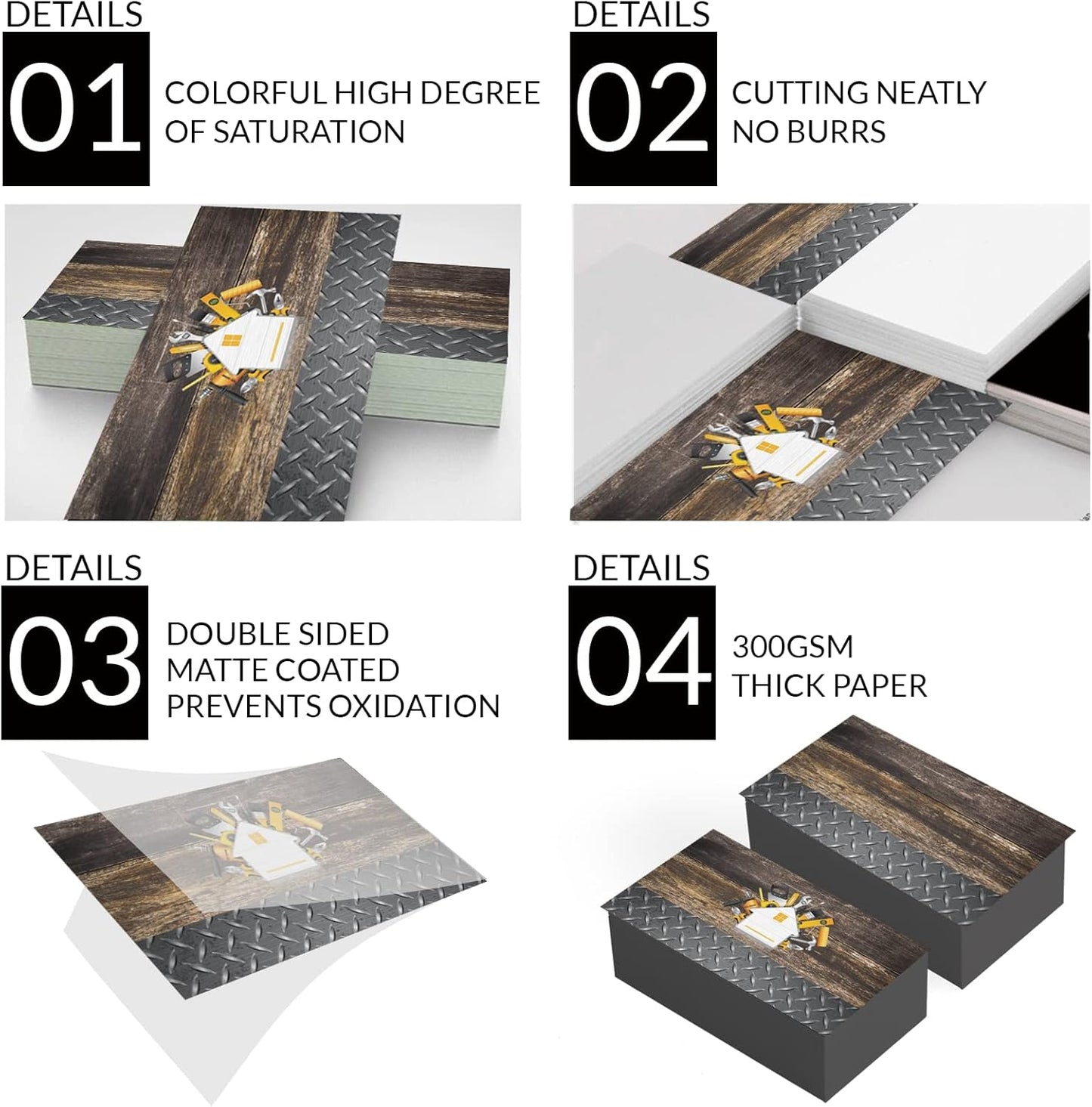 Custom Business Cards 100PCS Double-sided Printing Business Cards Customize with Your Logo Personalized 3.5"x 2" Cards for Business - Handyman