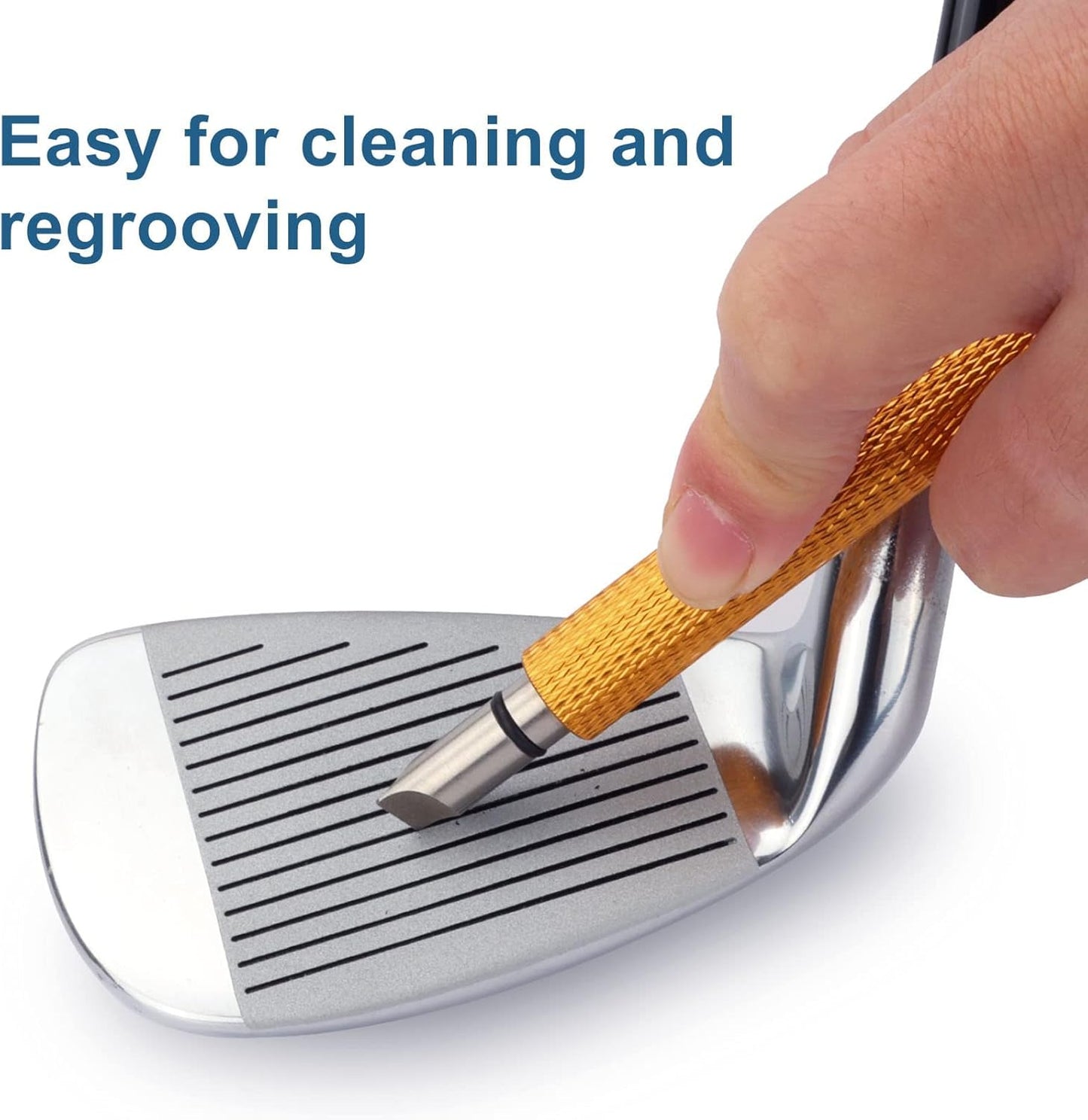 Bulex Golf Club Groove Sharpener, Re-Grooving Tool and Cleaner for Wedges & Irons - Generate Optimal Backspin - Suitable for U & V-Grooves