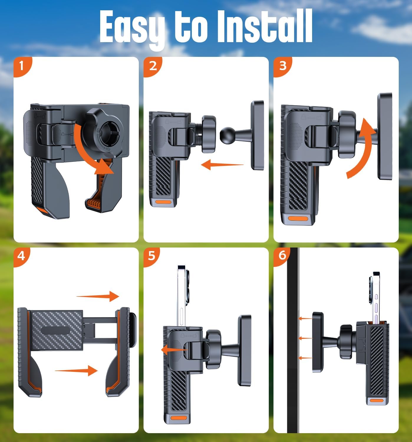 Upgraded Magnetic Golf Cart Phone Holder Golf Cart Accessories Compatible with EZGO/Yamaha/Club, Golf Cart Phone Mount Accessories for iPhone/Galaxy/Google Pixel All Smartphones