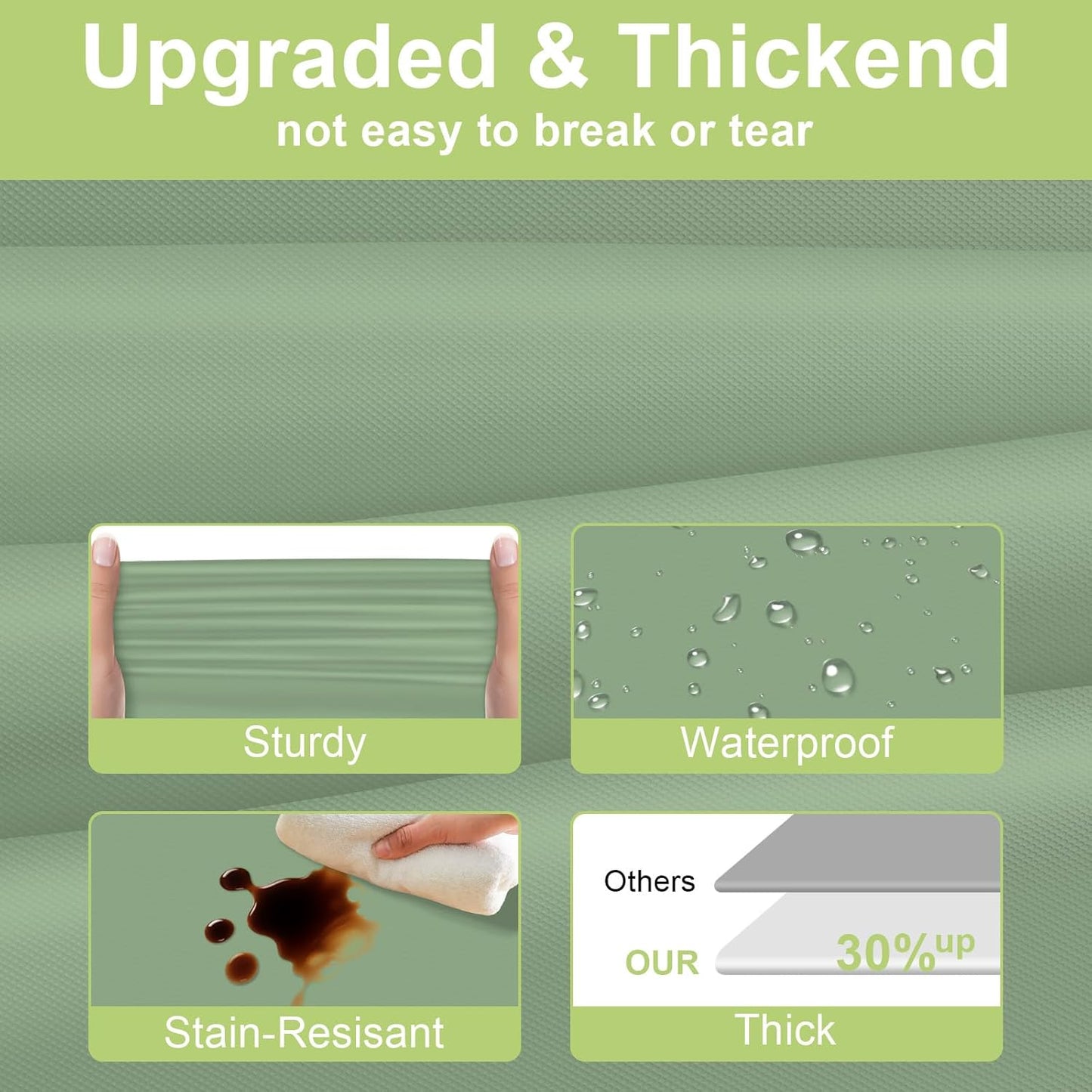 QIKSION Plastic Table Cloth Disposable 12 Pack, 54 x 108 Inch Tablecloths for Rectangle Tables, Sage Green Plastic Table Cover