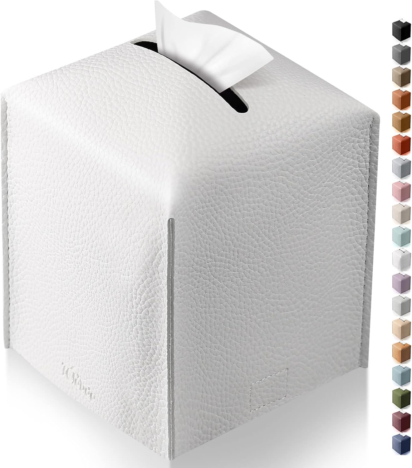 Tissue Box Cover, Tclouda, Modern PU Leather Square Tissue Box Holder for Creative Decorative, Ideal for Bathrooms/Office/Car/Nightstand/Outdoor Tent/Dining Table, 5"X5"X5", Single White