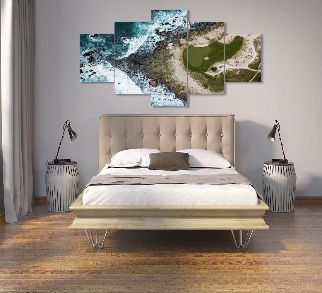 Pebble Beach Golf Course Wall Art for Living Room Bedroom Bathroom Home Decorations USA California Coast Pebble Beach Pictures Framed Artwork Canvas Prints Ready to Hang(60''W x 40''H)