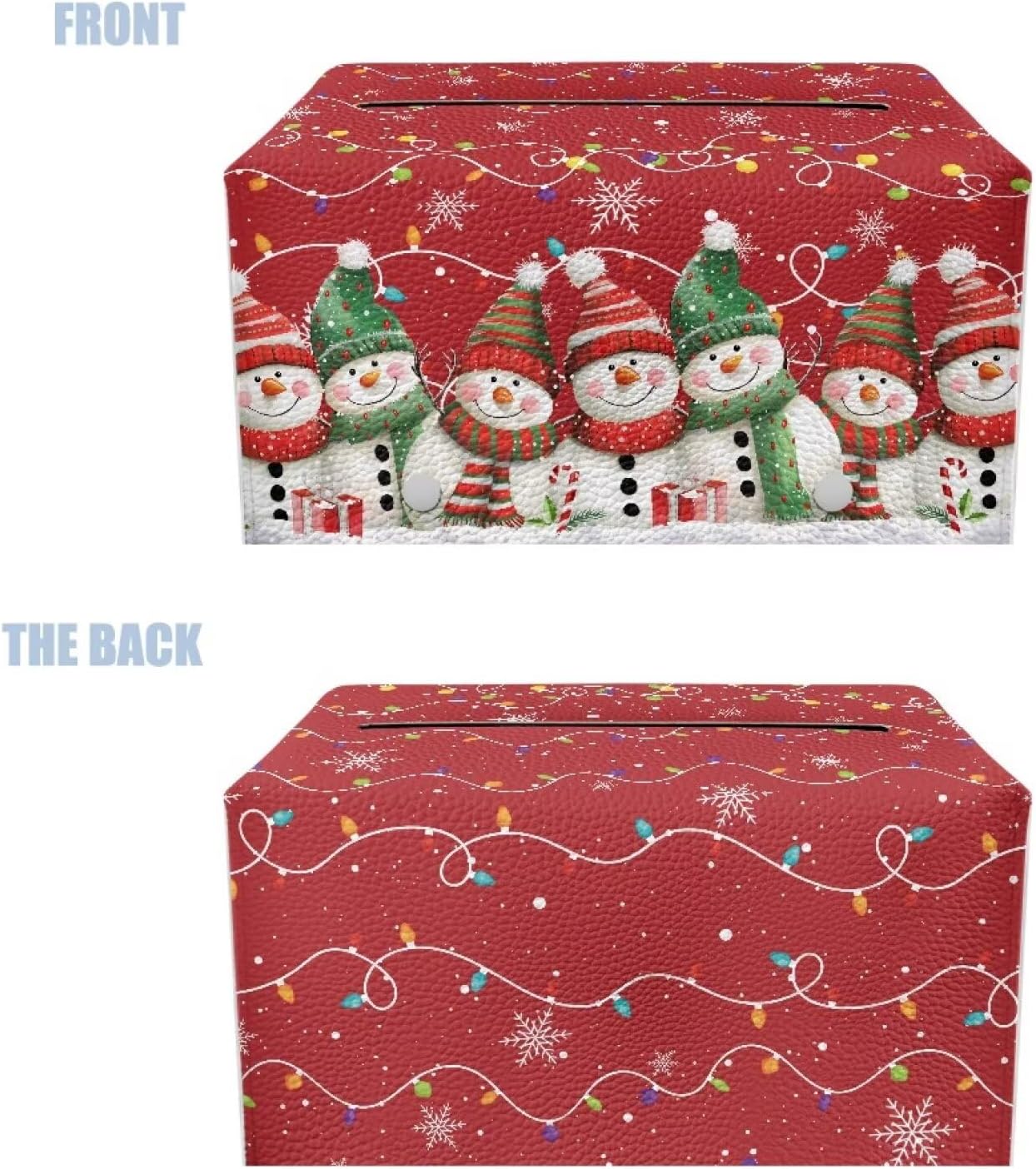 Christmas Large Tissue Box Cover Rectangle Cute Snowman Tissue Box Holder for Bathroom Soft PU Leather Toilet Tissue Holder Waterproof Christmas Decorations for Home