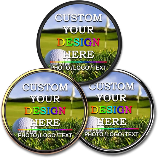 Custom Golf Ball Markers with Magnetic Hat Clip - Personalized Ball Marker Hat Clip with 1" Diameter Ball Marker Customized with Your Photo Logo Text Name