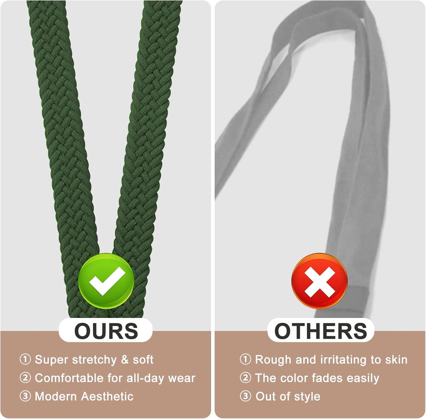 Fishent Stretchy Thin Lanyards for Keys ID Badges, Cute Long Teacher Neck Key Lanyard Keychains for Women Men Wallet Phone(Dark Green)