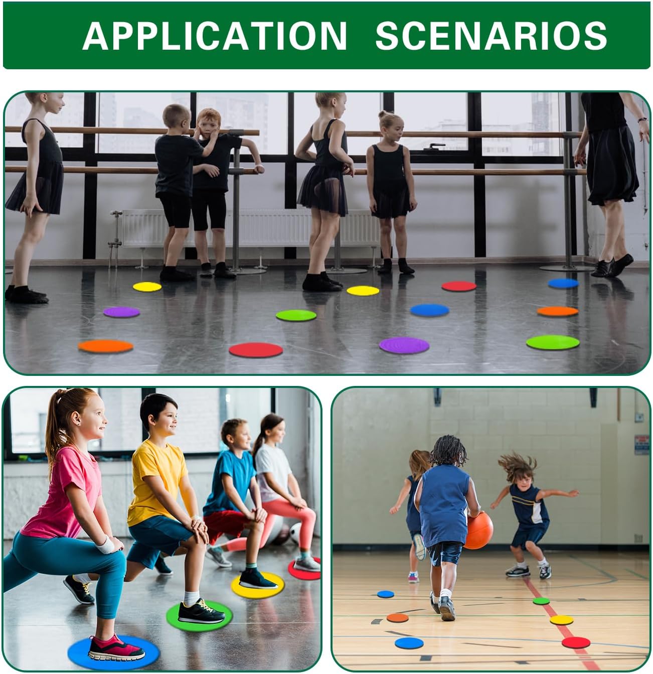 Spot Markers 4.72/9 Inch 12/24/36 Pcs Anti-Slip Agility Floor Markers,Colorful Flat Field Gym Classroom Floor Spots Set for Indoor Outdoor Soccer Basketball Sports Speed Training and Drills