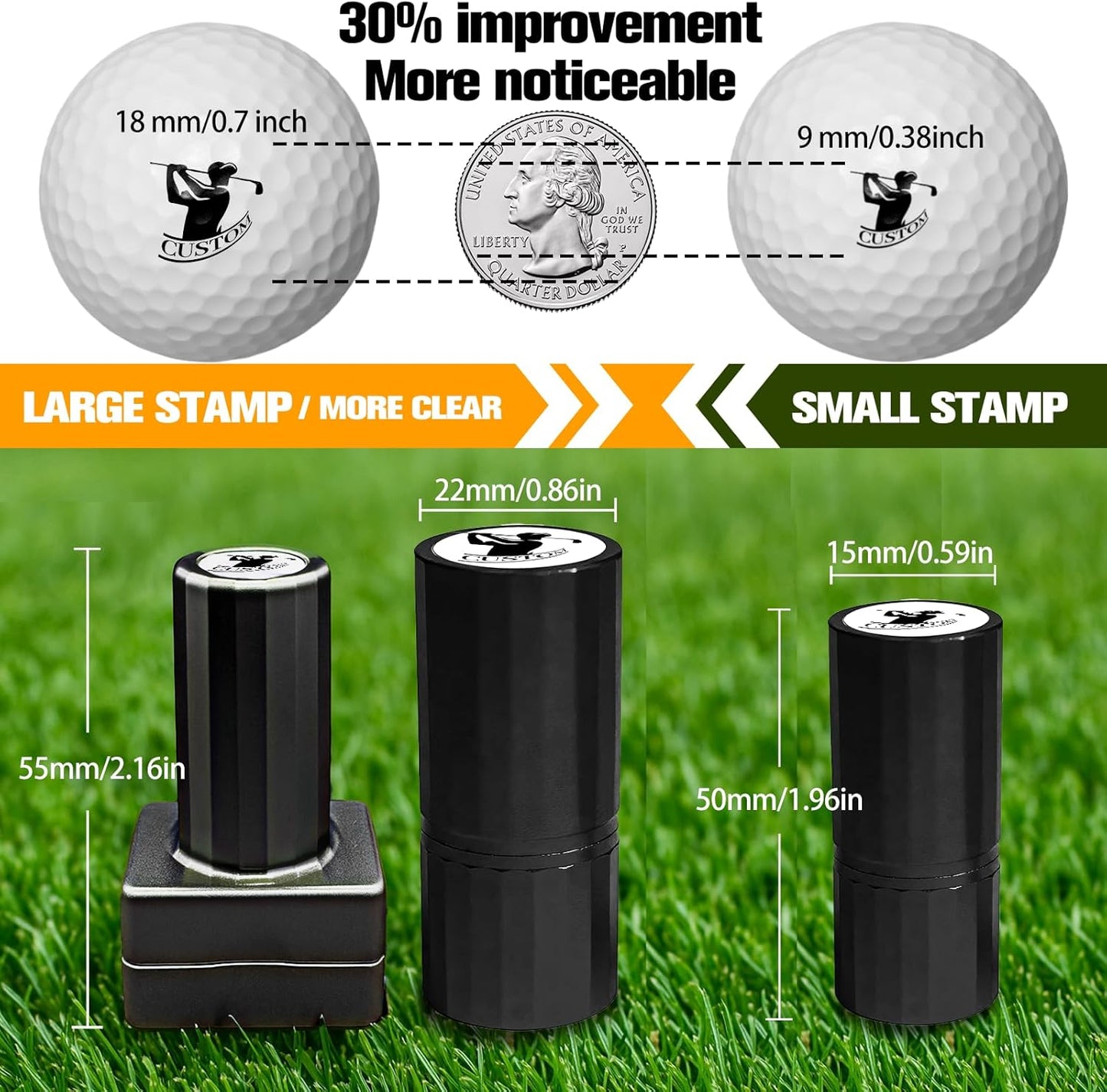 ONFAON Custom Golf Ball Stamp, Personalized Name Golf Ball Marker Stamp with Monogram Logo, Reusable Inking Customized Golf Stamper Accessories Gifts for Golfers