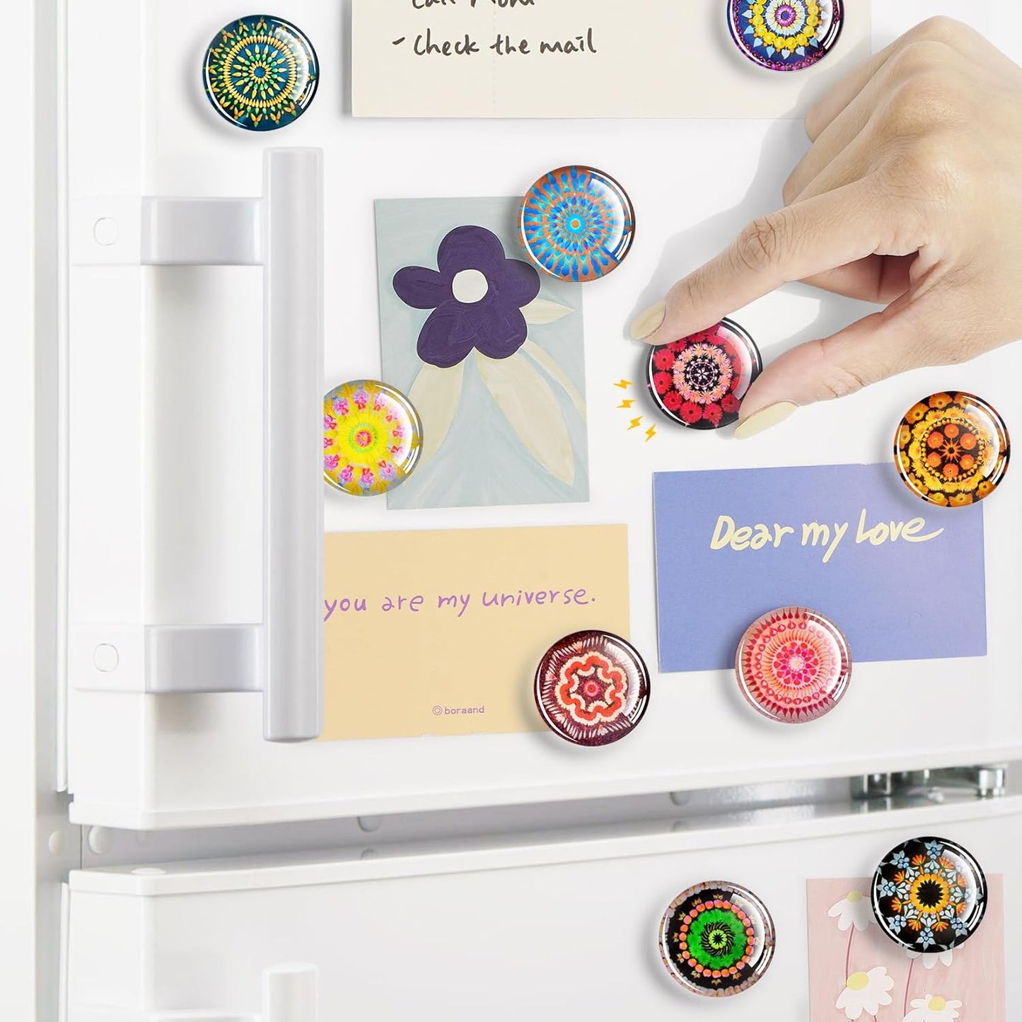 FINDMAG 12 Pcs Cute Fridge Magnets, Strong Refrigerator Magnets, Glass Refrigerator Magnets for Whiteboard, Kitchen, Locker Accessories, Home and Gift