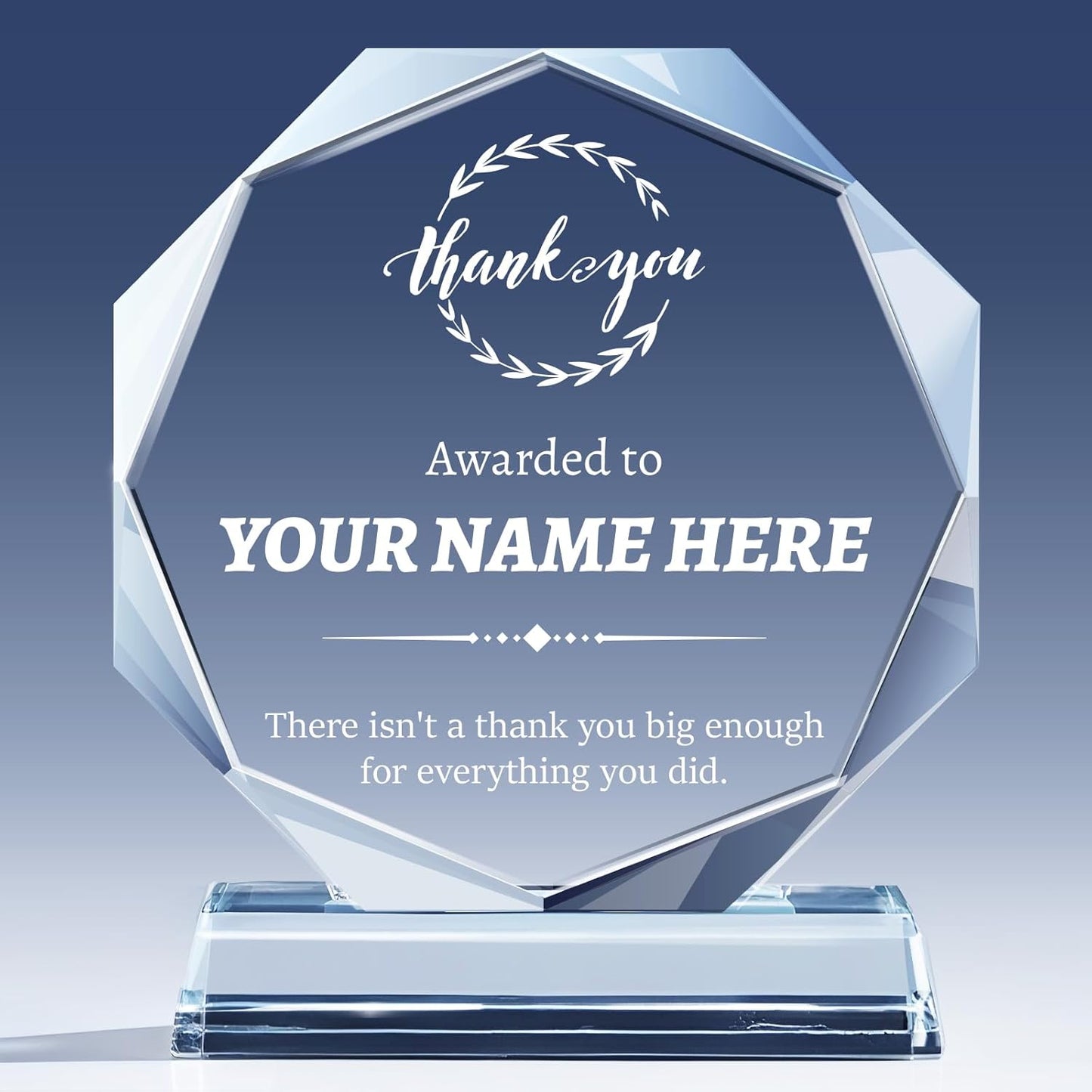 Personalized Crystal Trophy Award - Custom Plaque w/Engraved Text Logo - Employee Appreciation Gifts, Farewell Retirement Gifts - Custom Trophy and Employee Recognition Awards