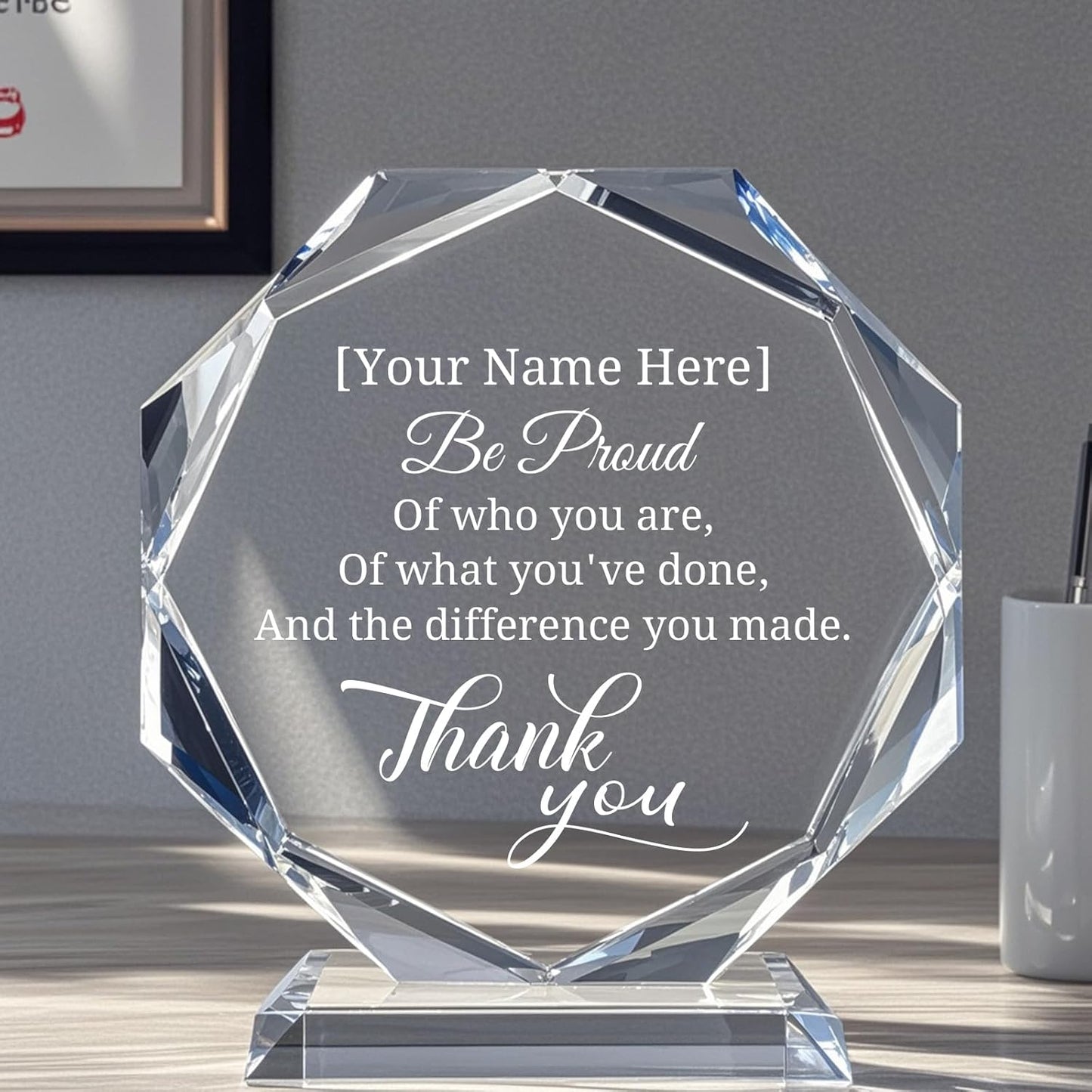 Personalized Crystal Trophy Award – Custom Awards and Trophies for Employees, Coworkers, Boss – Retirement, Farewell, Appreciation, Recognition Gifts – Custom Plaques