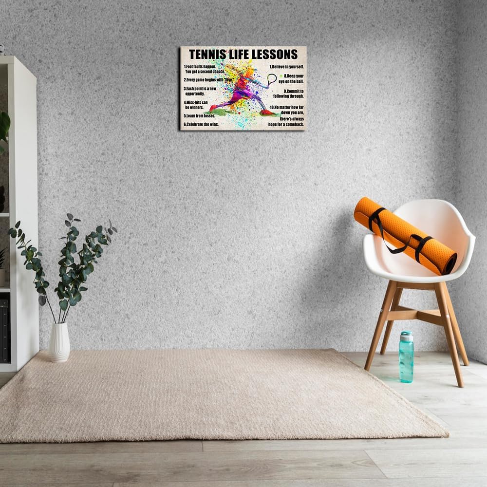 Strofupp Tennis Poster Inspirational Quotes Wall Decor Framed Pictures Prints Vintage Tennis Wall Art Sport Life Lessons Poster 08x12 inches
