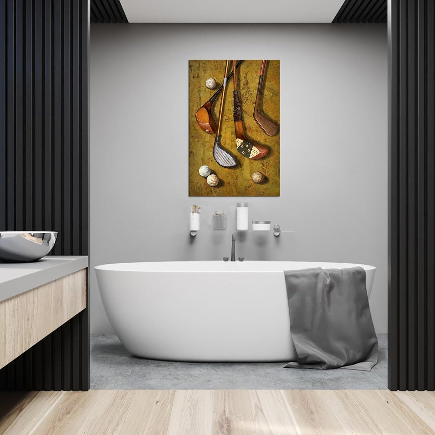 KLVOS Golf Pictures Wall Decor Vintage Sports Artwork Golf Ball Canvas Art Print Home Decor Great Gift for Bedroom Man Cave Office Gym Decoration Gallery Wrap Inner Frame 24x36inch