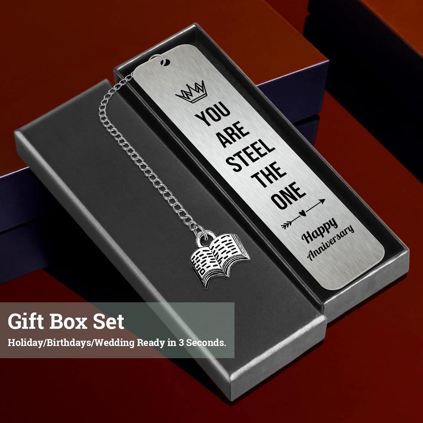 Anniversary Bookmark Gifts for Her Him, 11th Steel Wedding Anniversary Bookmarks, Best Commemorative Gift for Wife, Couple Book Marks Christmas Gifts for Book Lovers