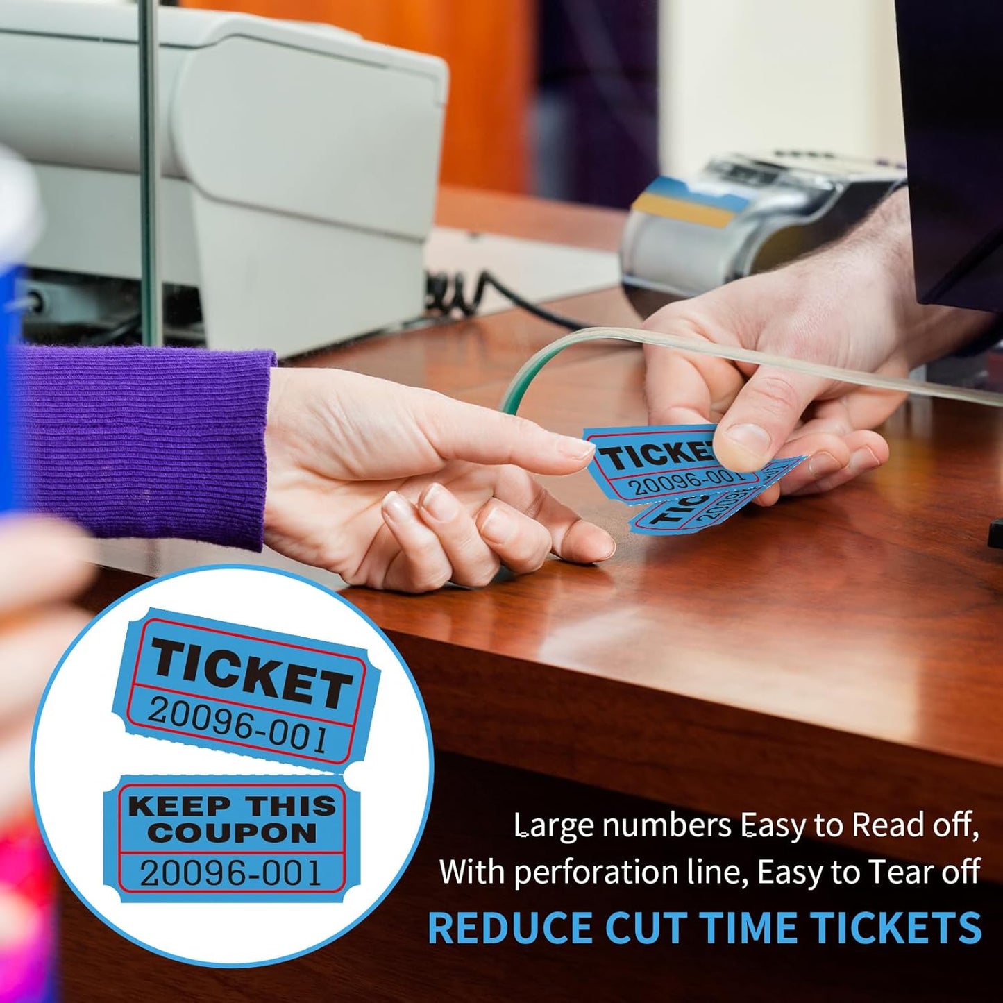 L LIKED 3000 Pcs Raffle Tickets - 3 Color Set of 1000 Pcs 2" x 2" Double Roll Consecutively Numbered 50/50 Tickets for Events& Door Prize- Blue/Yellow/Pink