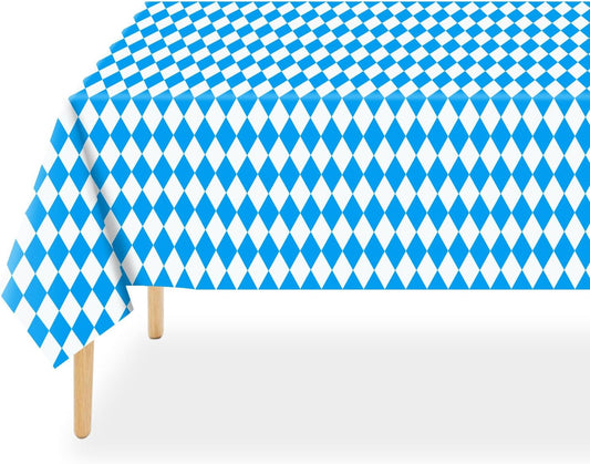 QIKSION Oktoberfest Tablecloth 2 Pack, 54 x 108 Inch Plastic Table Cloth Disposable, Oktoberfest Decorations Party Supplies