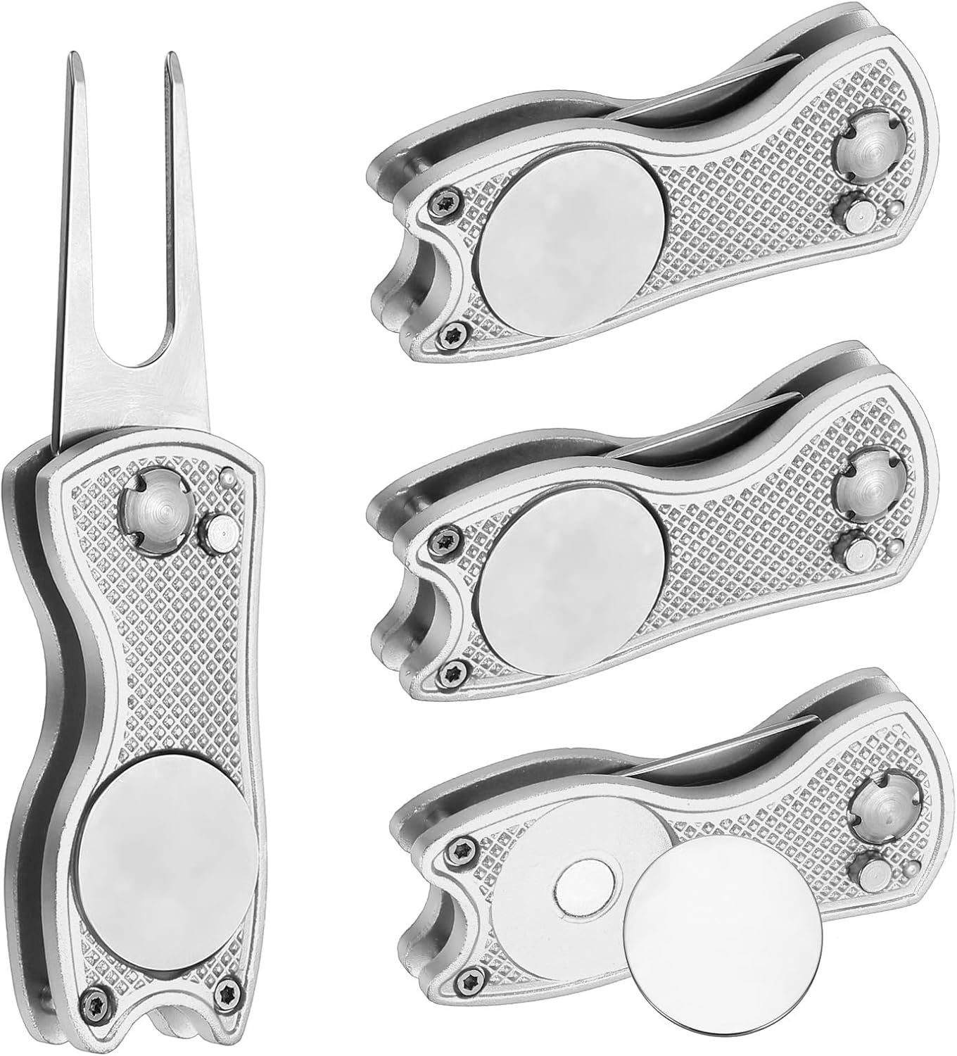 PATIKIL Golf Divot Repair Tool Foldable Metal Golf Green Divot Tool with Magnetic Ball Marker & Stainless Steel Fork
