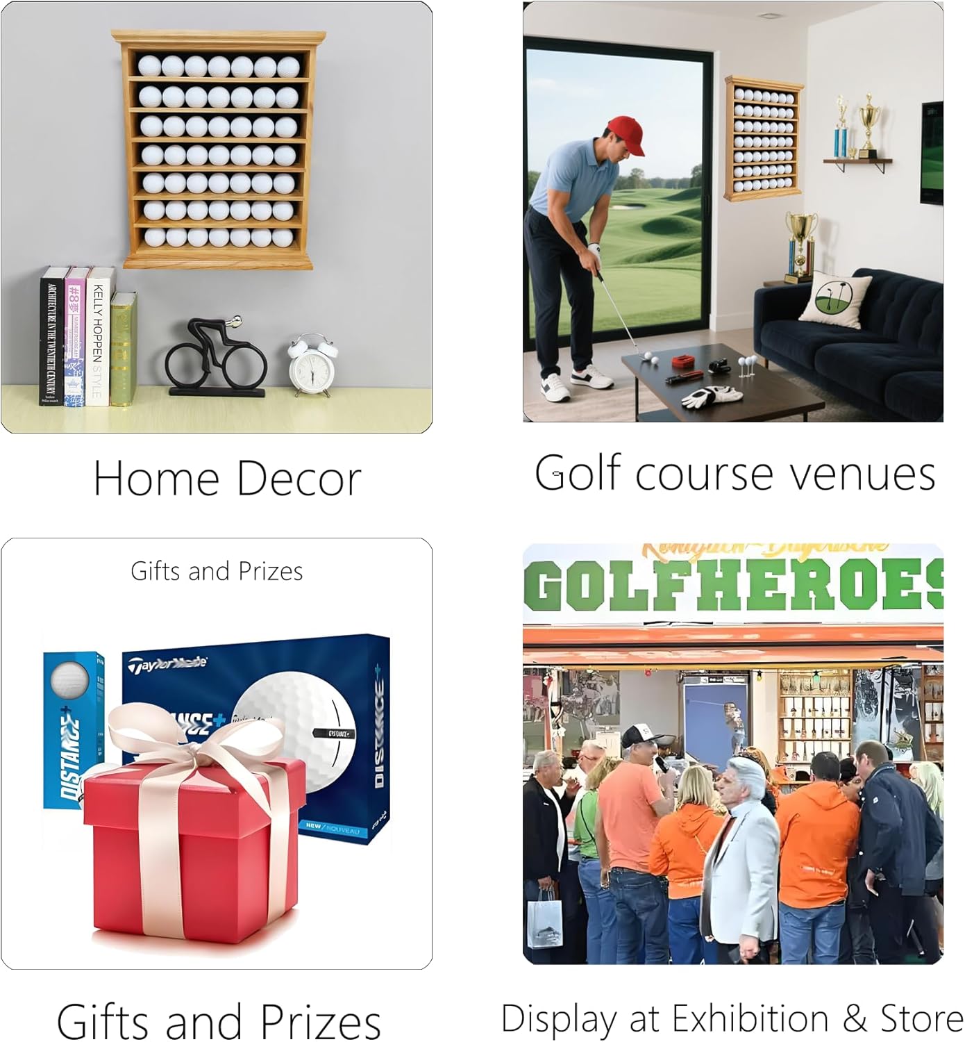 Elegant Golf Ball Display Case - Wall Mount Shadow Box for Store or Exhibition, for Golf Enthusiasts, Solid Wood Organizer Stylish Wall Mount Display Case for Home, Office, or Store