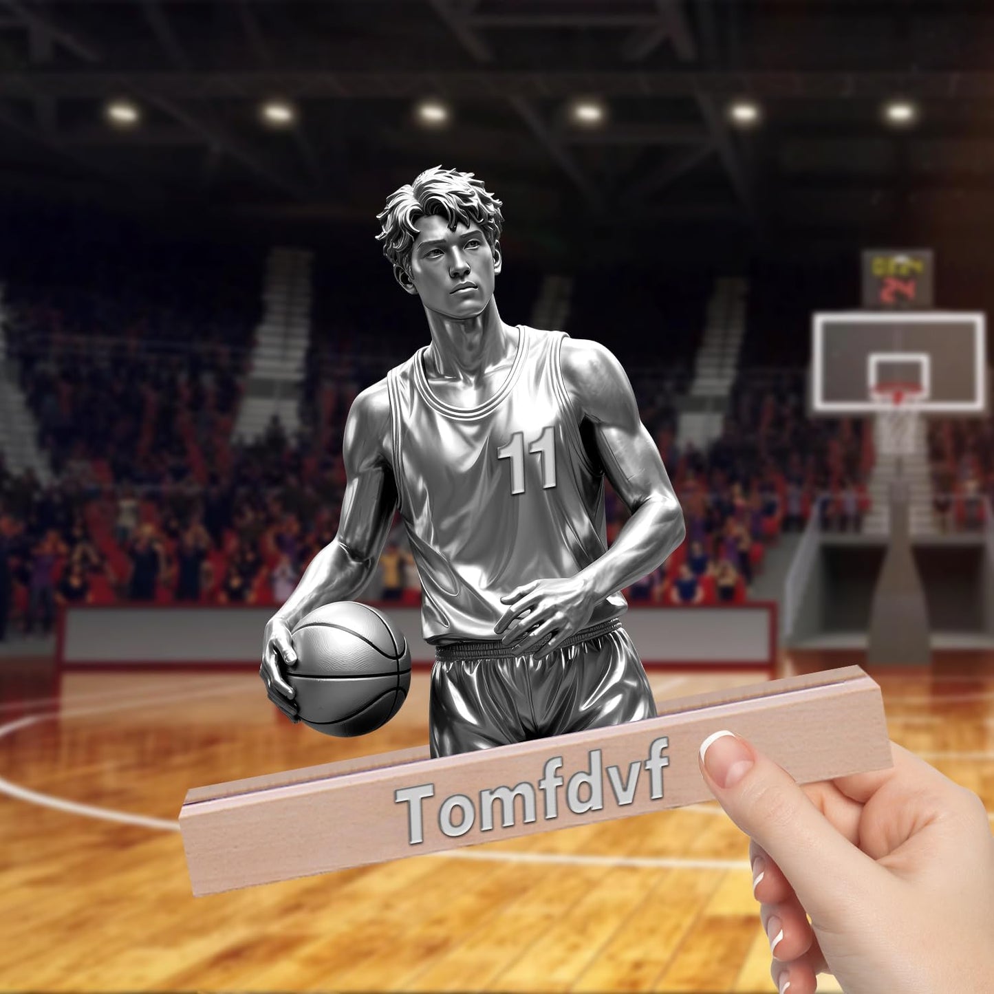 Personalized Basketball Player Desktop Ornament for Bedroom Office Sport Desk Name Plate Custom Name Athletes Figurine Sign Sport Lovers Acrylic Plaque Gift for Men Women Basketball Lover