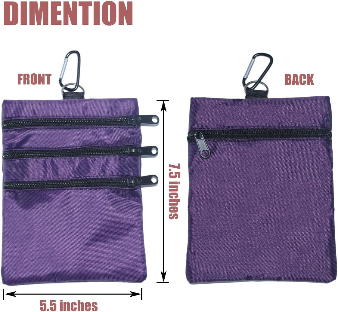 Golf valuables Pouch, Zipper Golf Ball Bag with 4 Pockets, Golf Accessories Pouch for Storing Balls,tees,Mobile Phone,Keys, Cards and Cash, Great Gift for Golfers