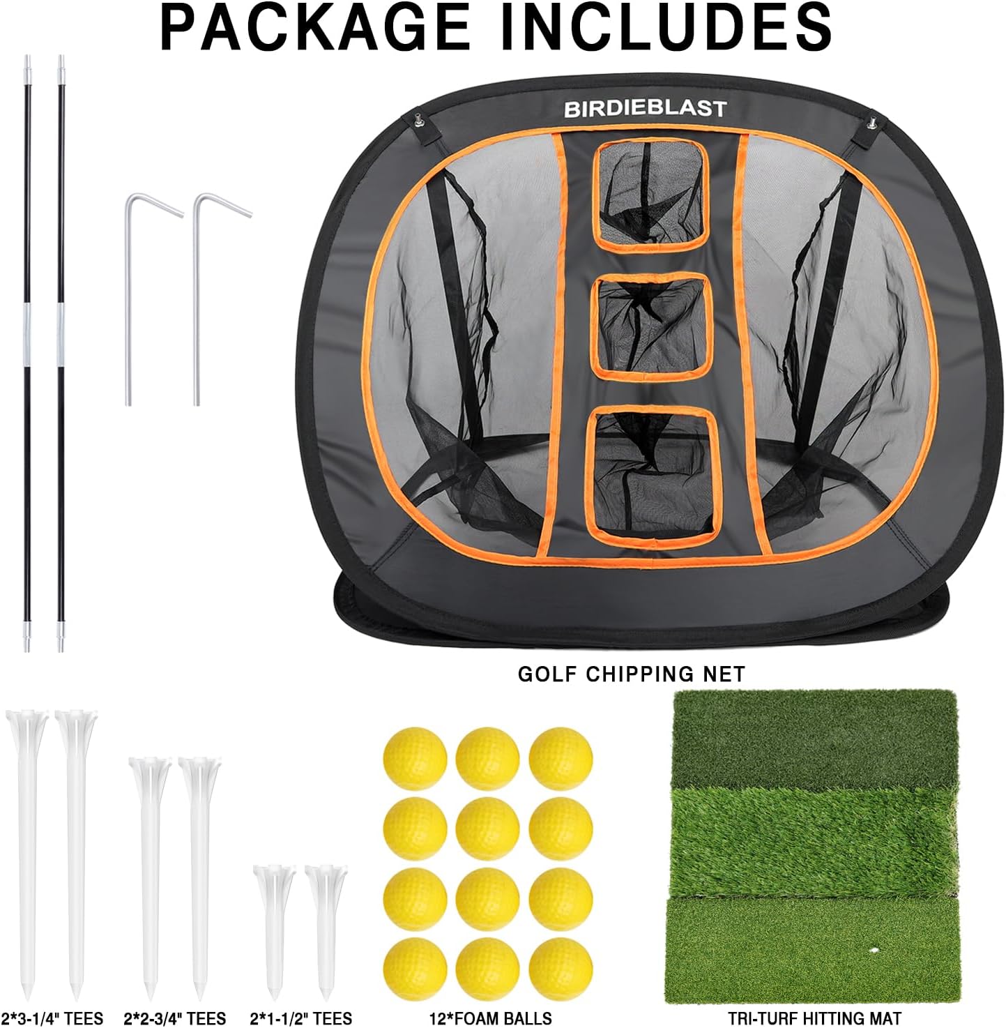 Professinoal Golf Chipping Net with Golf Hitting Mat,12 Practice Foam Balls and 2 Pixing Pins, for Indoor and Outdoor Target Chipping Training