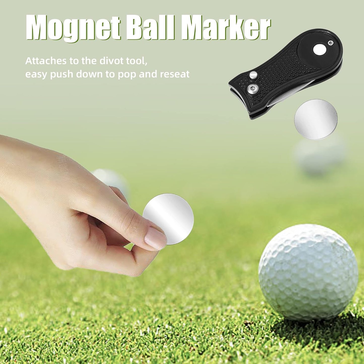 Mile High Life Golf Divot Repair Tool, All Metal Foldable Divot Tool with Pop-up Button & Magnetic Ball Marker