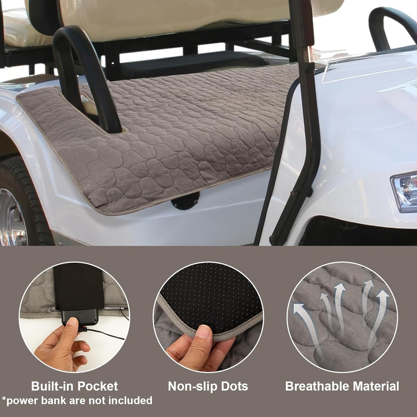 TUYU Heated Golf Cart Seat Cover,Non-Slip Winter Golf Cart Seat Warmer Towel Blanket for 2-Person Seats Club Car, Golf Cart Accessories Gift for Men.52 * 32 inch. Keeps Warm and Clean