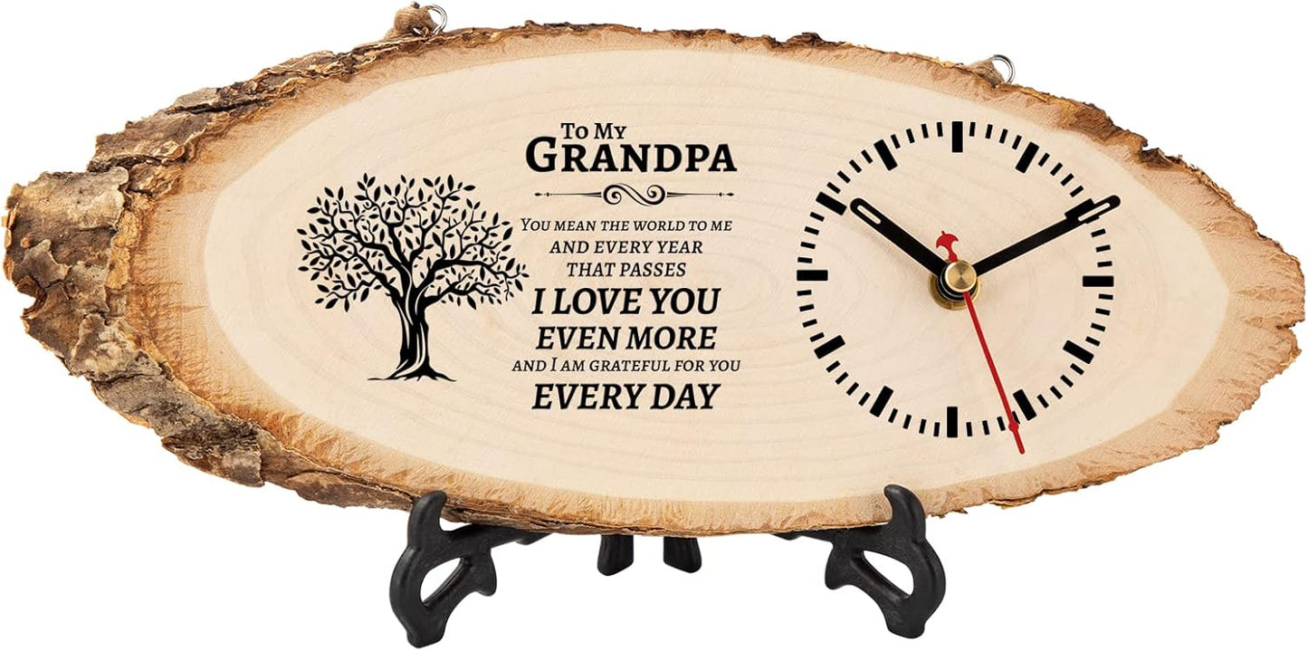 BeauGift Grandpa Gifts, Christmas Wooden Clock Birthday Gifts for Granddad from Grandkid Grandson Best Grandfather Ever Gifts to My Gramps Pops Opa Granddaddy